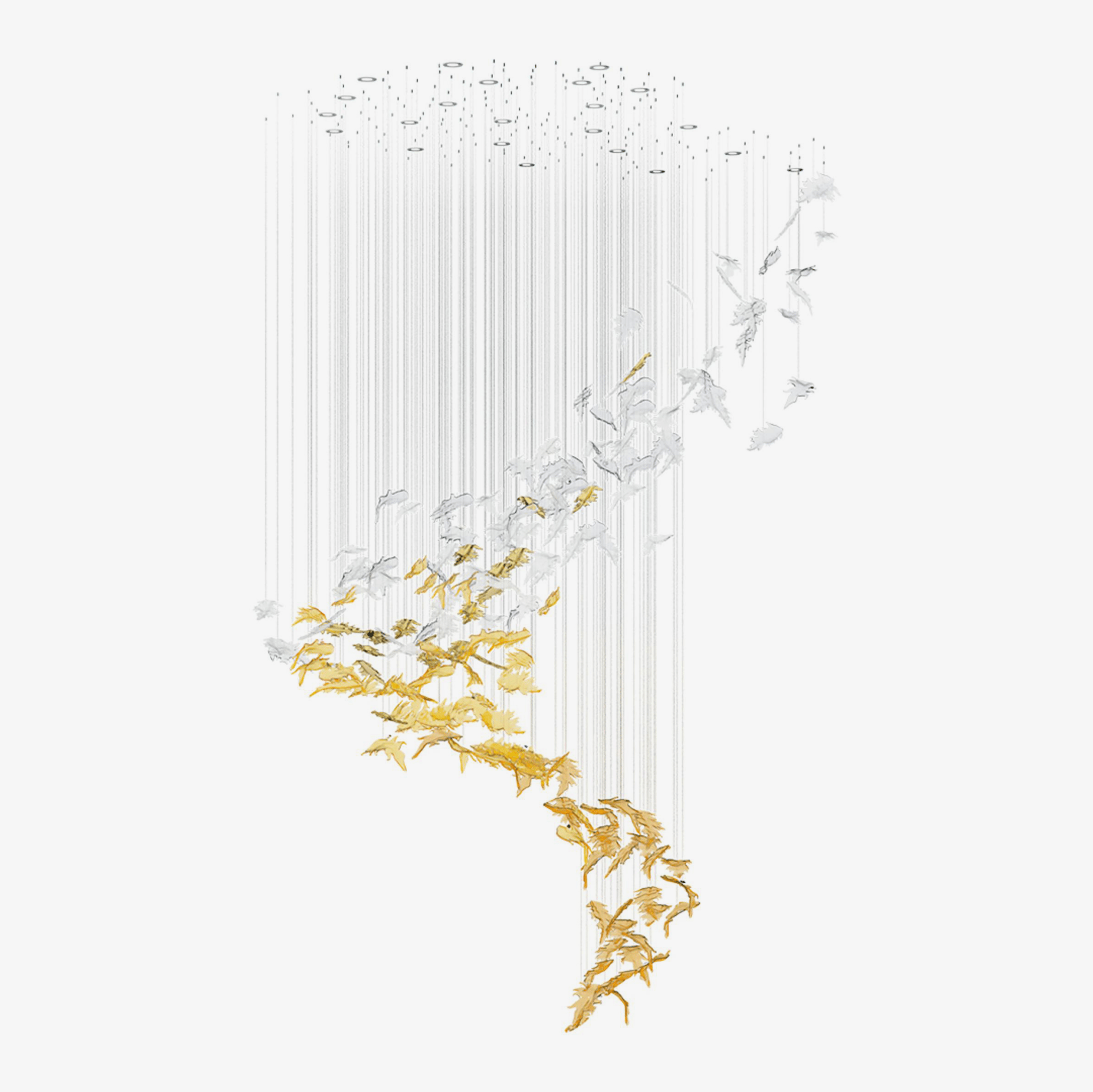 Cosolion Bird Amber Clear Glass Chandelier - Letslighting