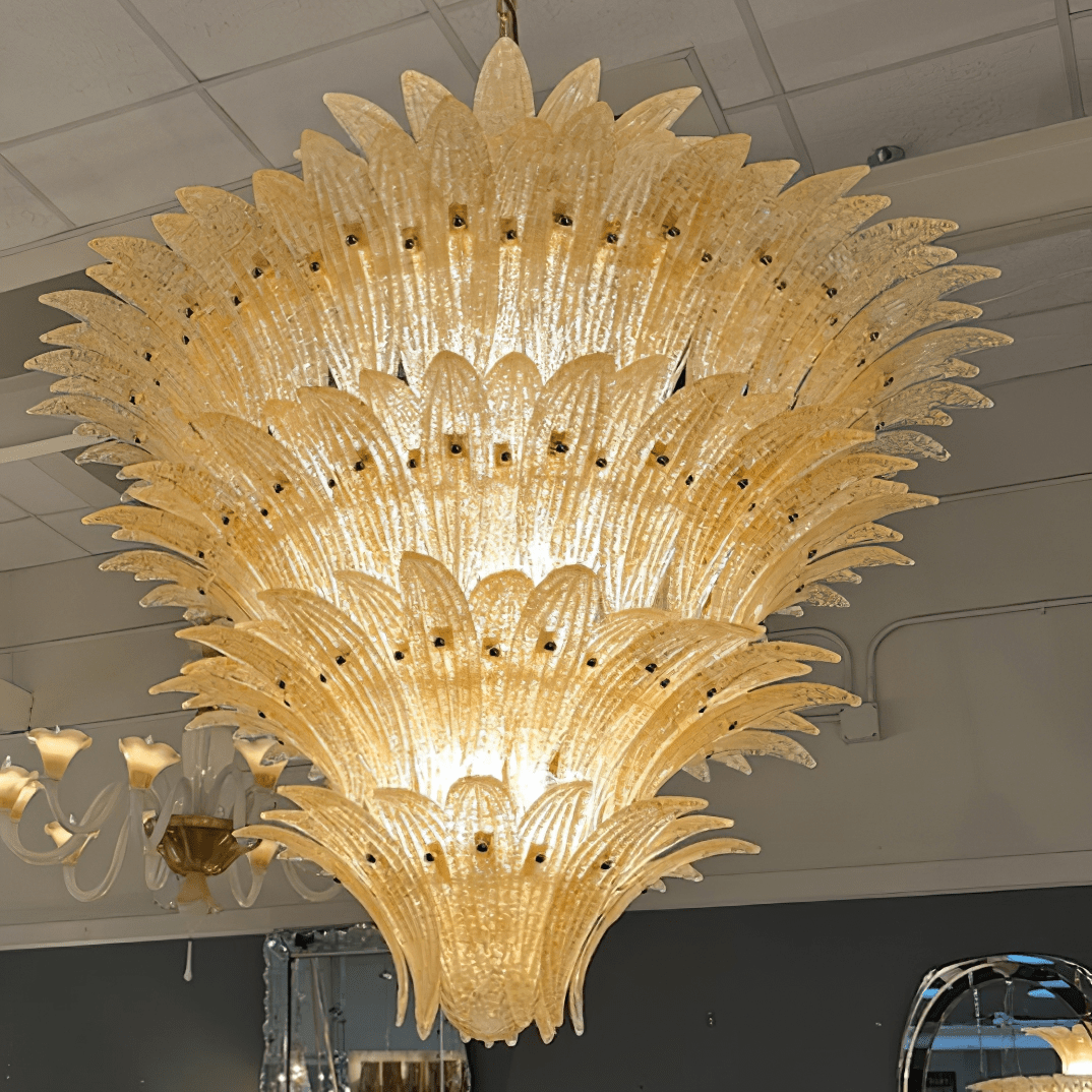Aurora Chandelier Murano Glass Palmette Leaf Tiered - Letslighting