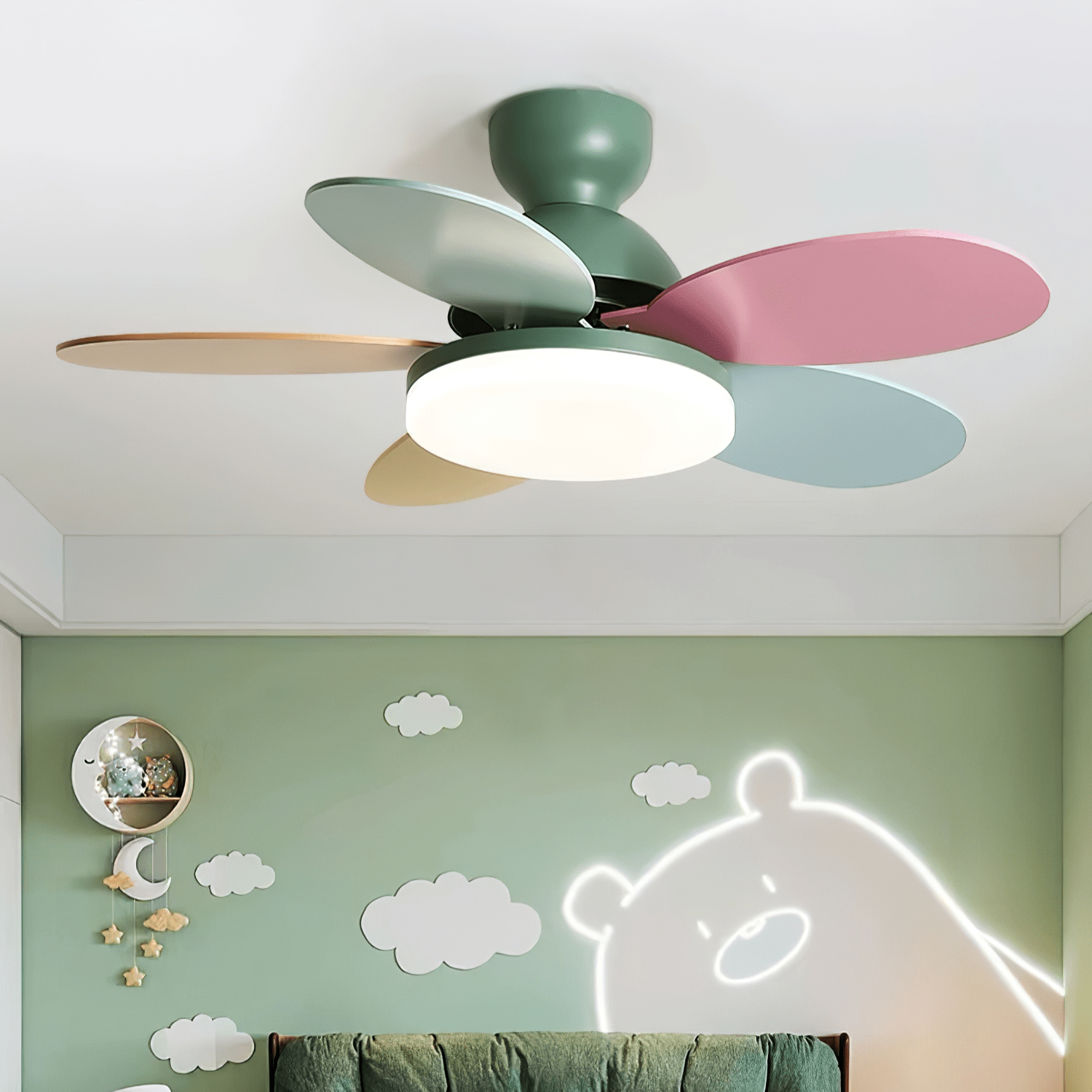 Liora Colorful Glass Kids Ceiling Fan Light - Letslighting