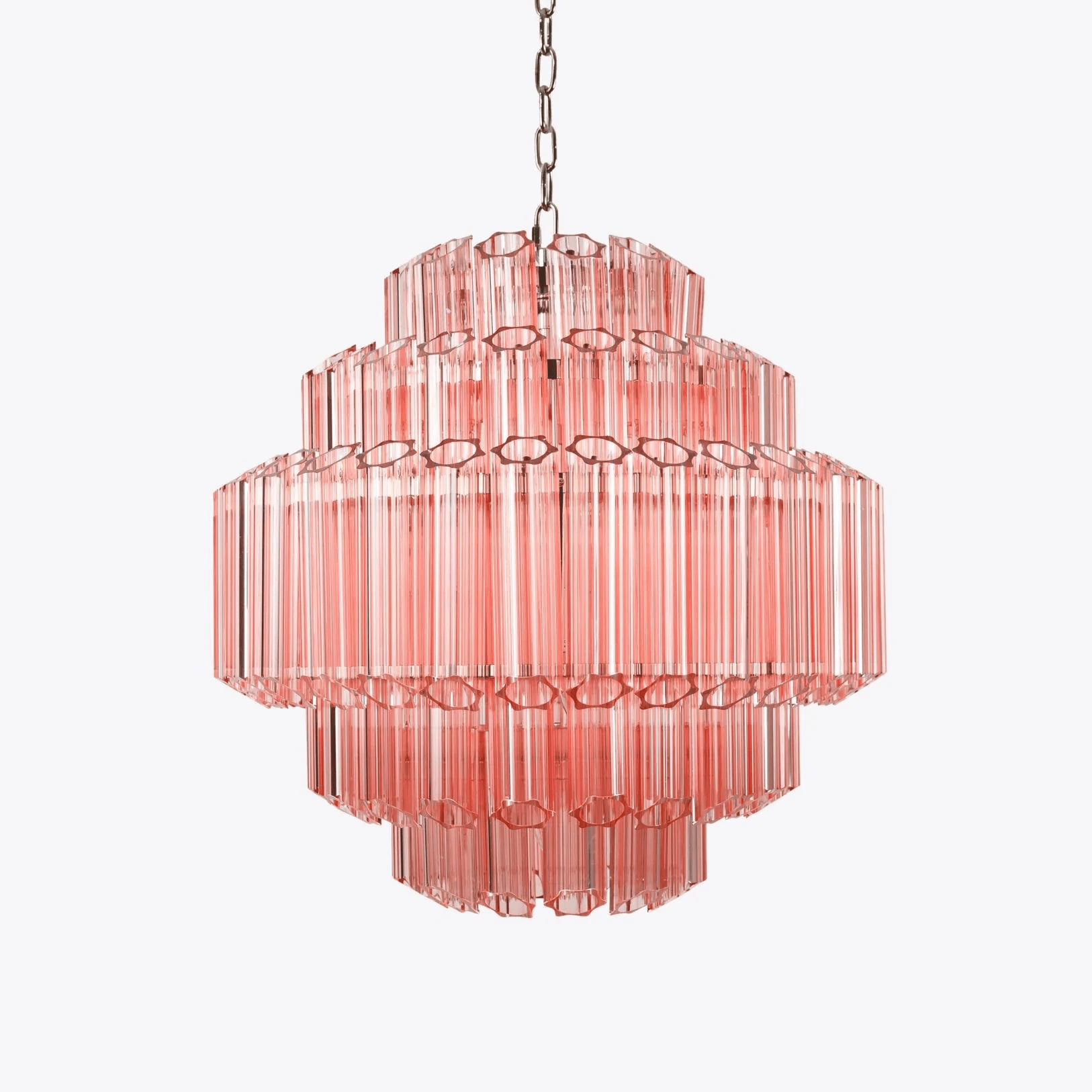 Aurora Chandelier Pink Glass Tube Layered Diamond - Letslighting