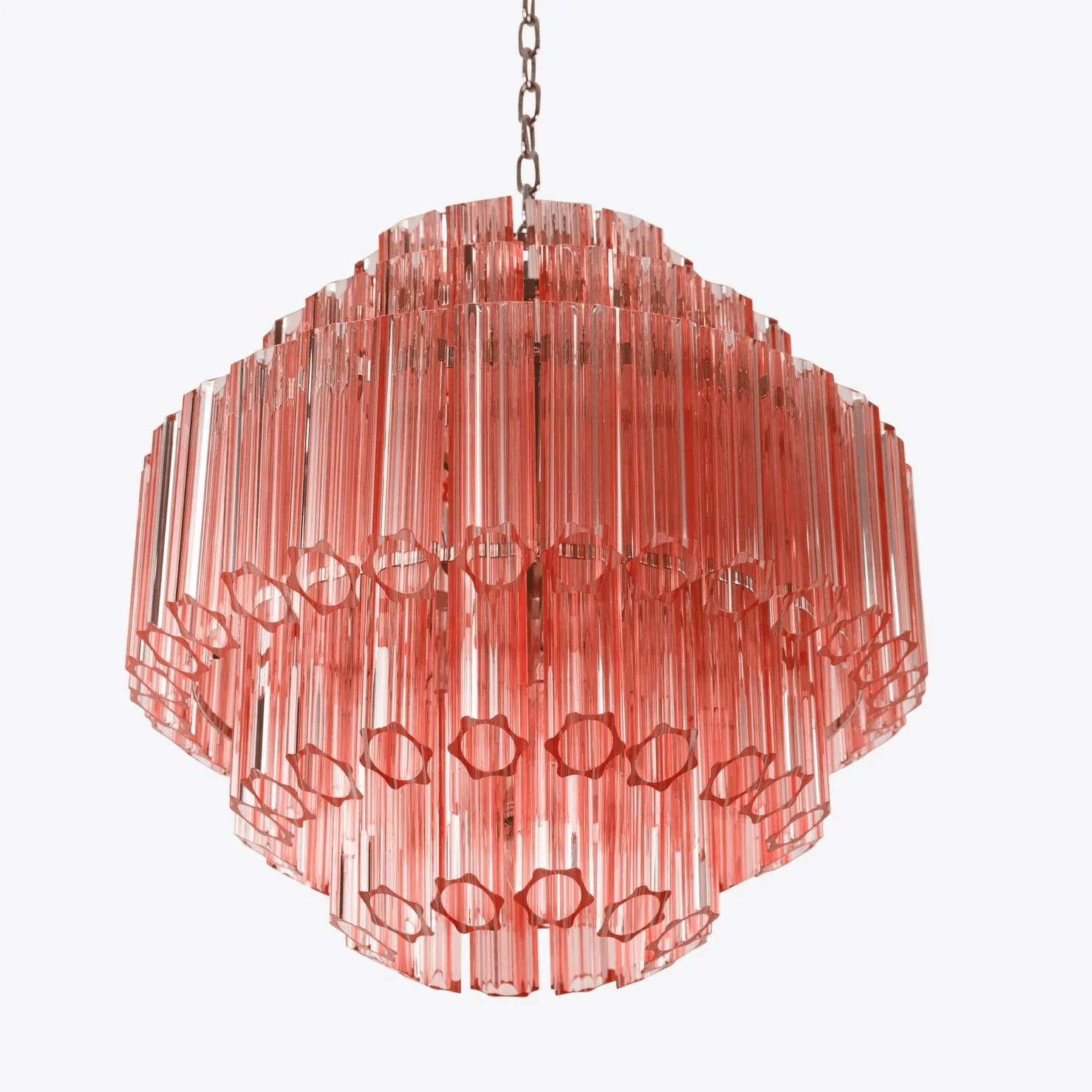 Aurora Chandelier Pink Glass Tube Layered Diamond - Letslighting