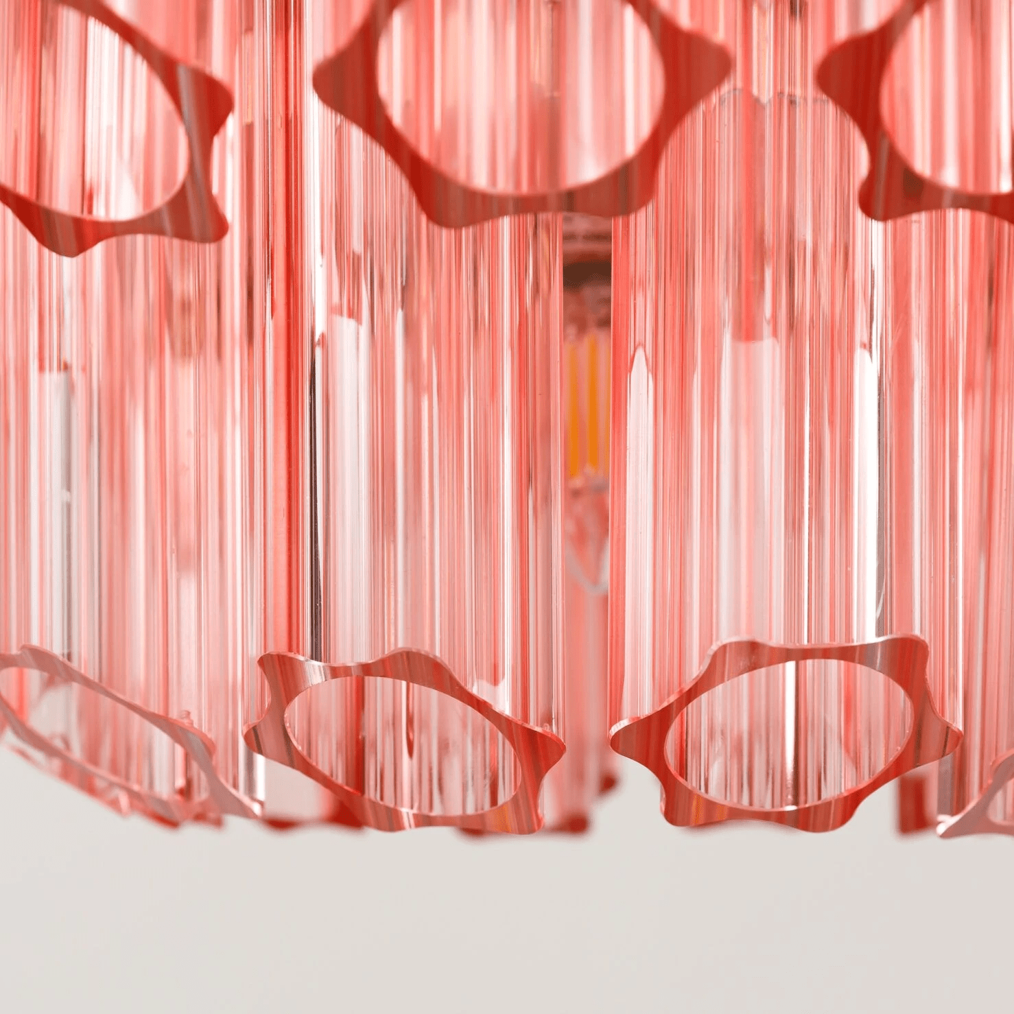 Aurora Chandelier Pink Glass Tube Layered Diamond - Letslighting