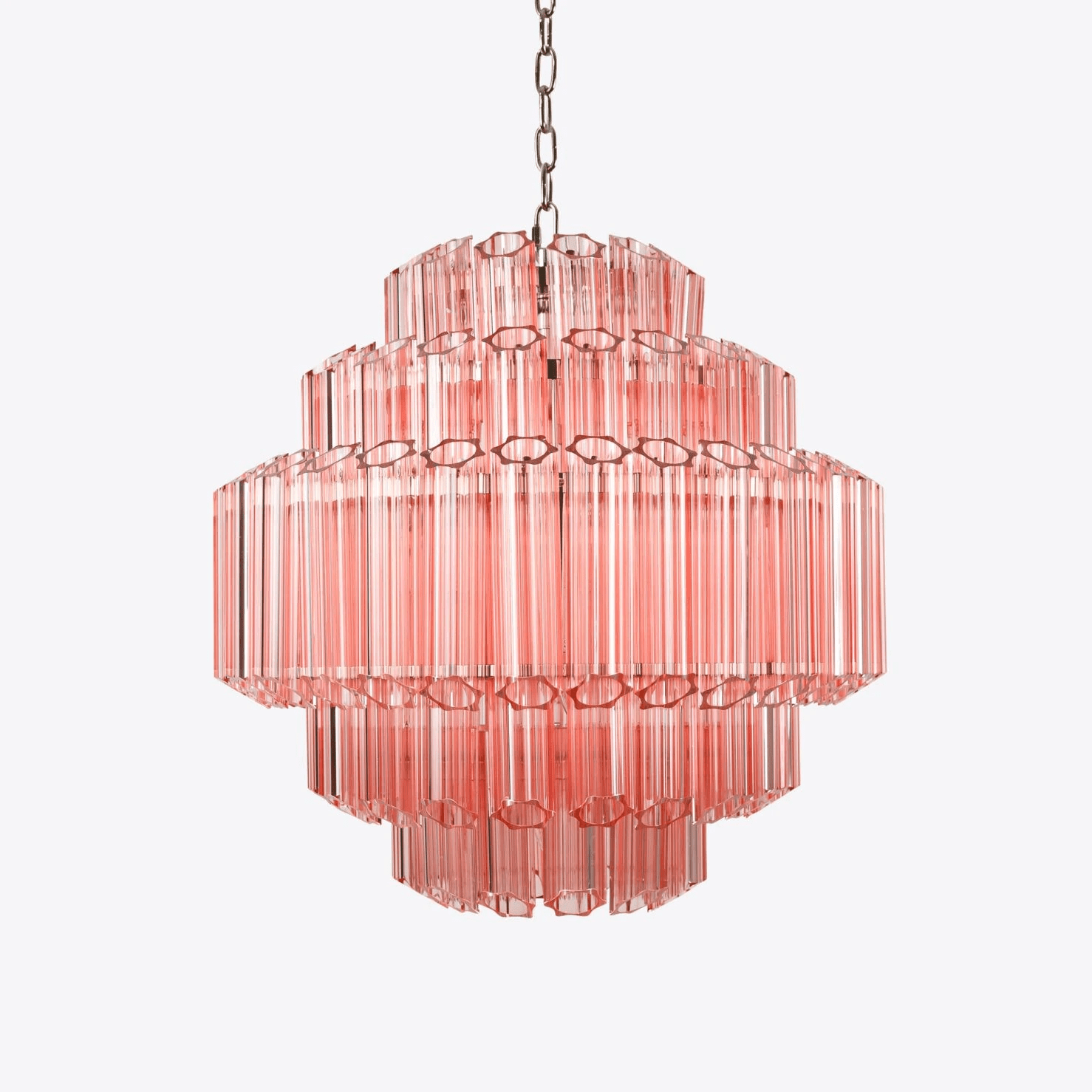Aurora Chandelier Pink Glass Tube Layered Diamond - Letslighting