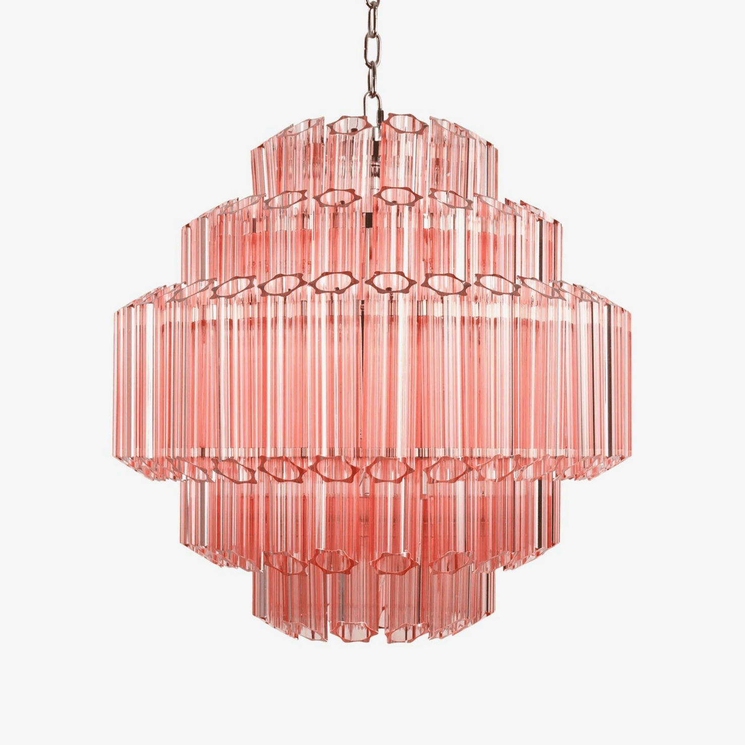 Aurora Chandelier Pink Glass Tube Layered Diamond - Letslighting