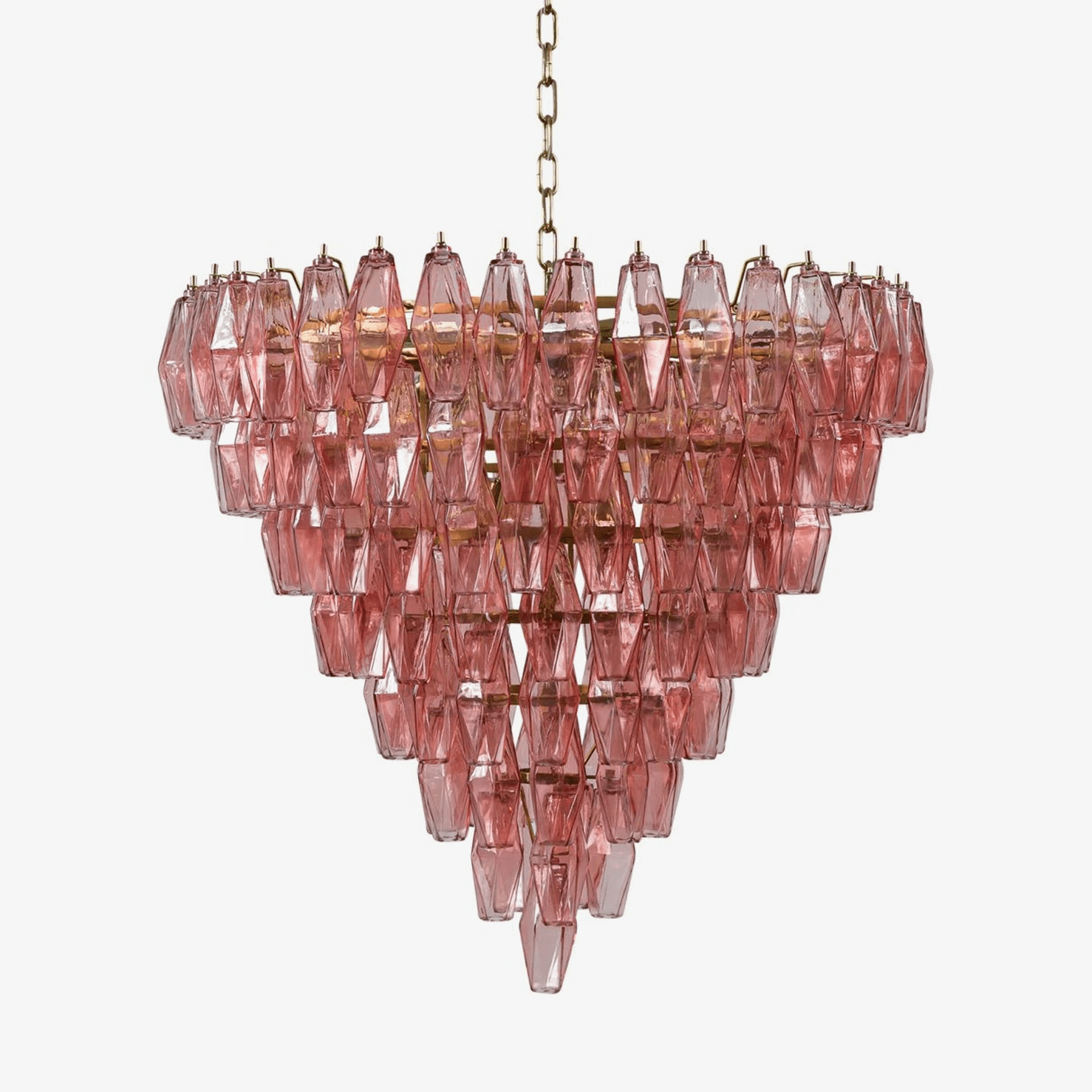 Aurora Chandelier Pink Faceted Glass Layered Vintage - Letslighting