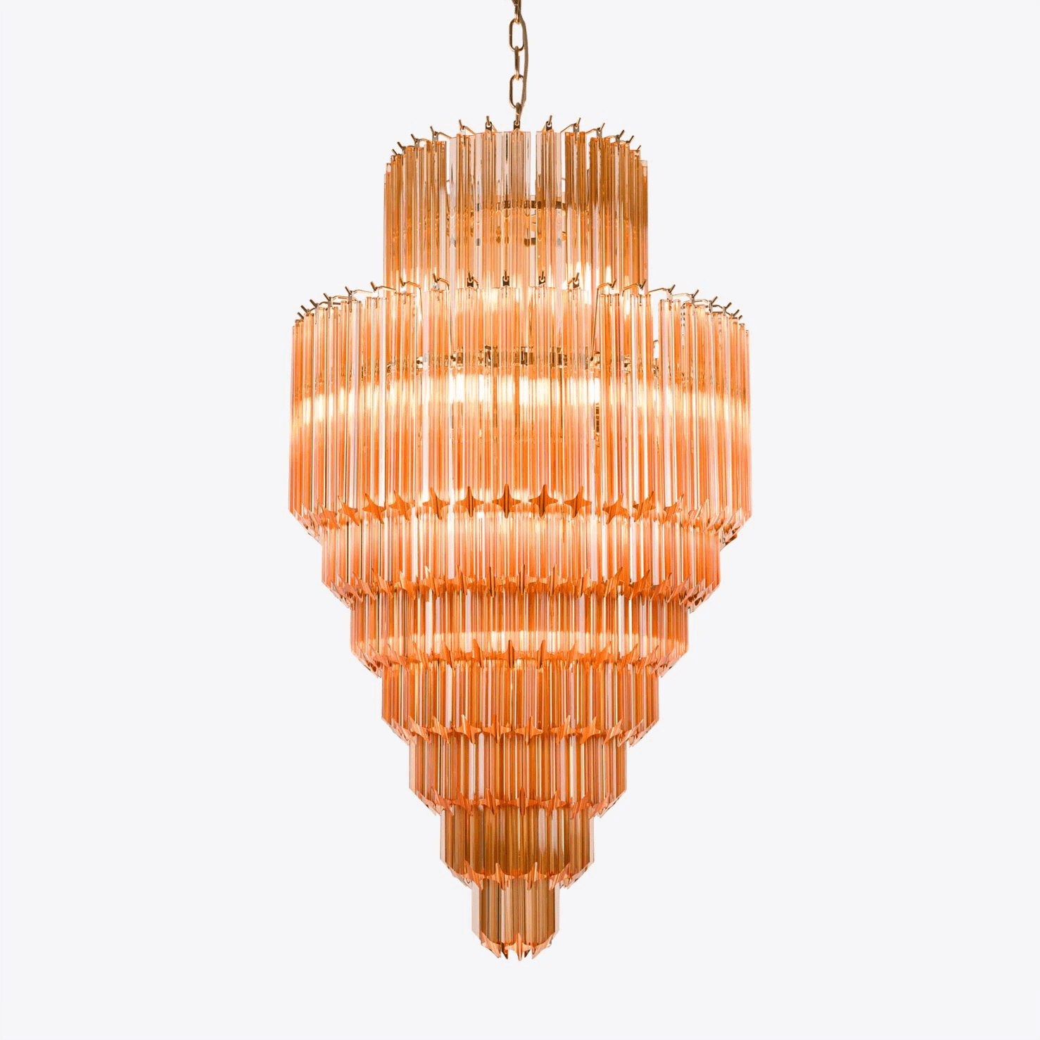 Aurora Chandelier Amber Diamond Glass Layered Retro - Letslighting