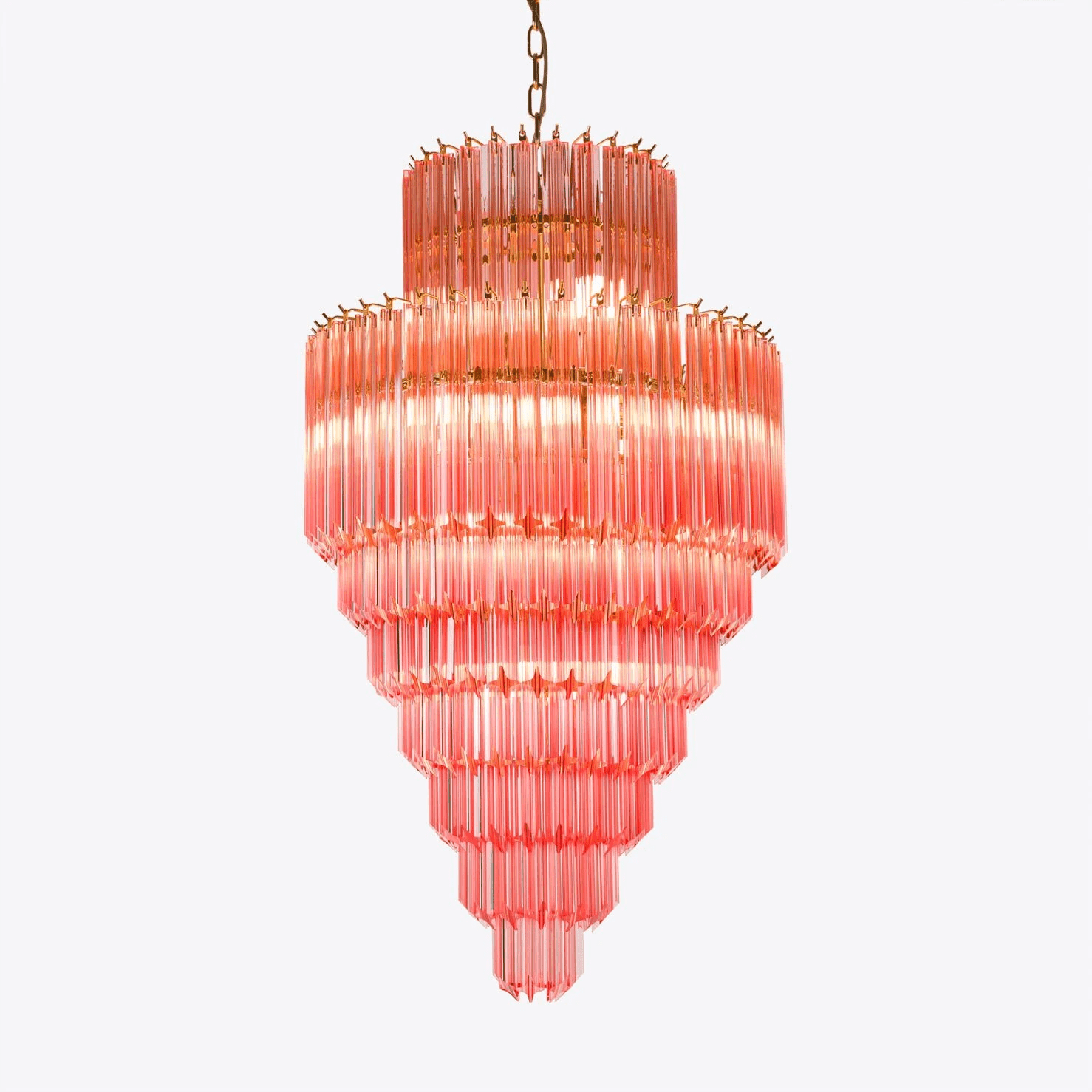 Aurora Chandelier Amber Diamond Glass Layered Retro - Letslighting