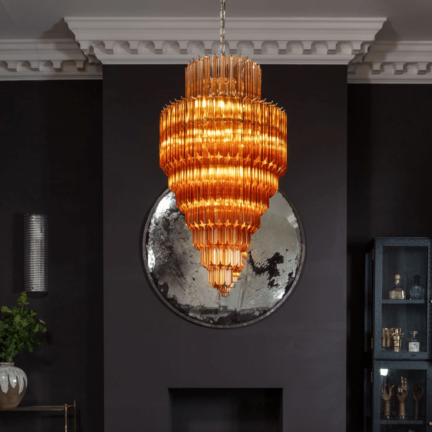 Aurora Chandelier Amber Diamond Glass Layered Retro - Letslighting