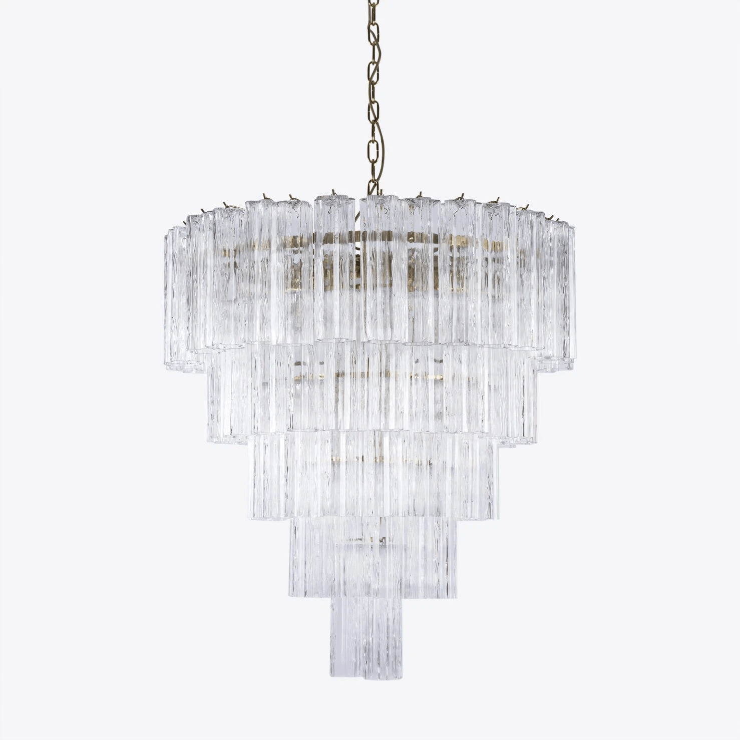 Aurora Chandelier Five Tier Fluted Glass Grande Mid Century - Letslighting