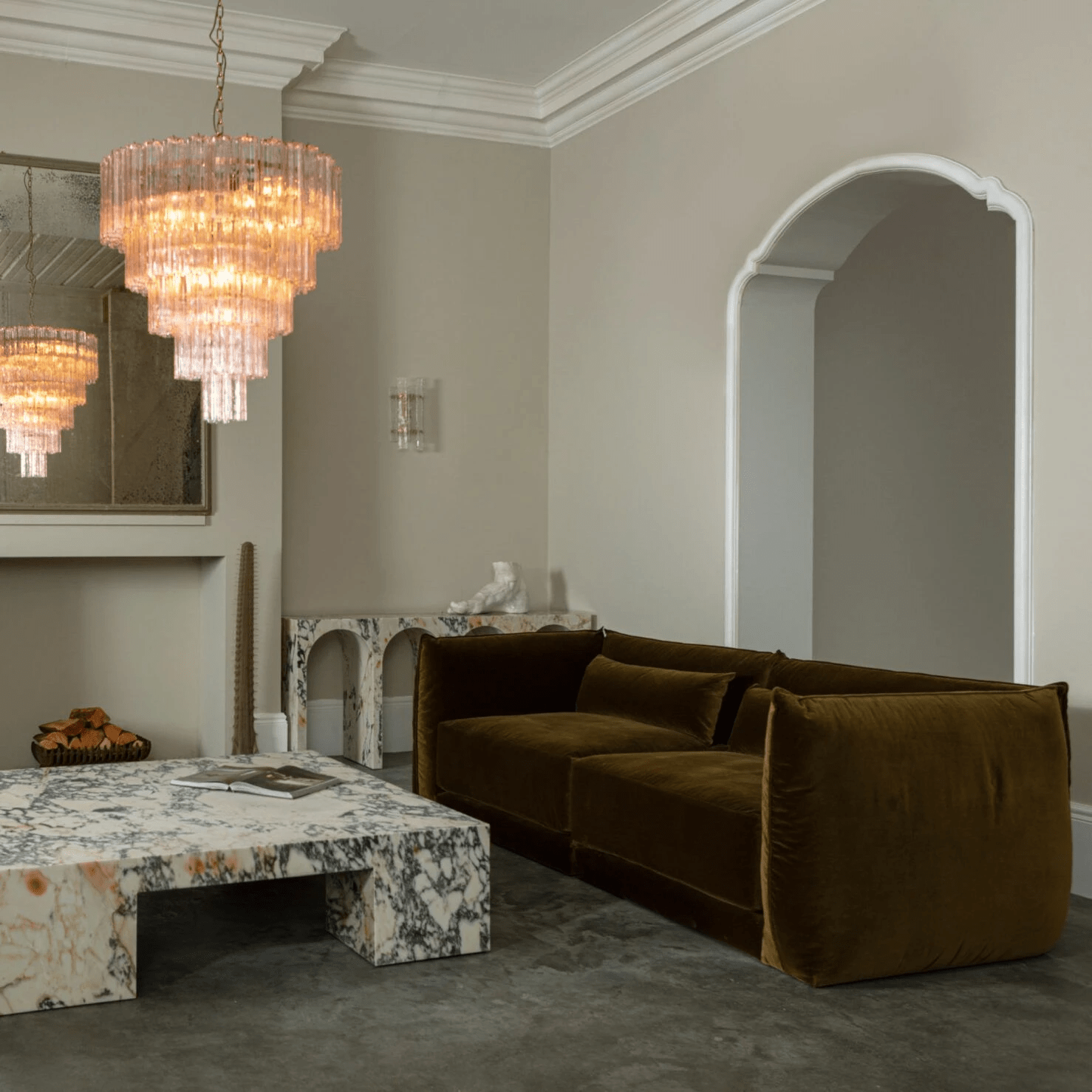 Aurora Chandelier Five Tier Fluted Glass Grande Mid Century - Letslighting