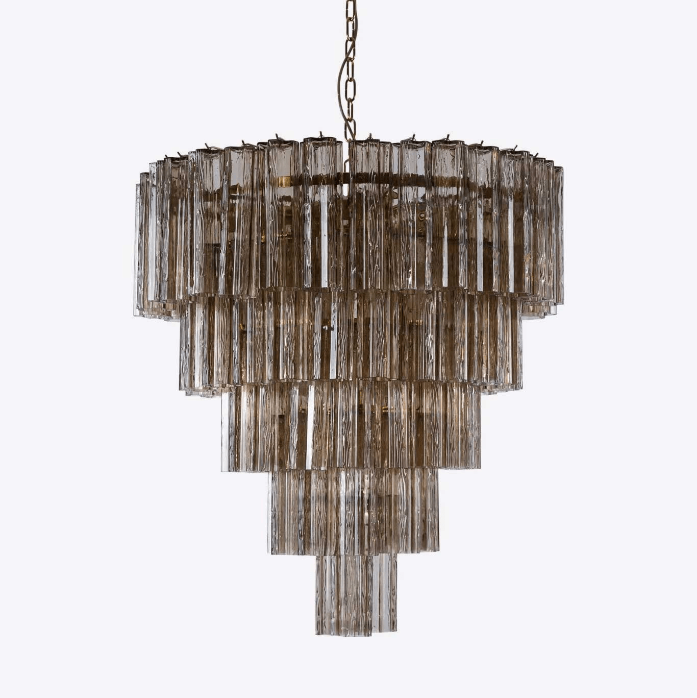 Aurora Chandelier Five Tier Fluted Glass Grande Mid Century - Letslighting