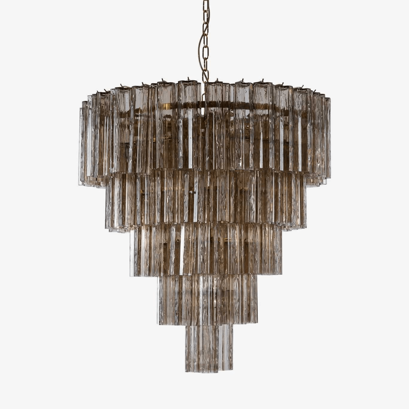 Aurora Chandelier Five Tier Fluted Glass Grande Mid Century - Letslighting