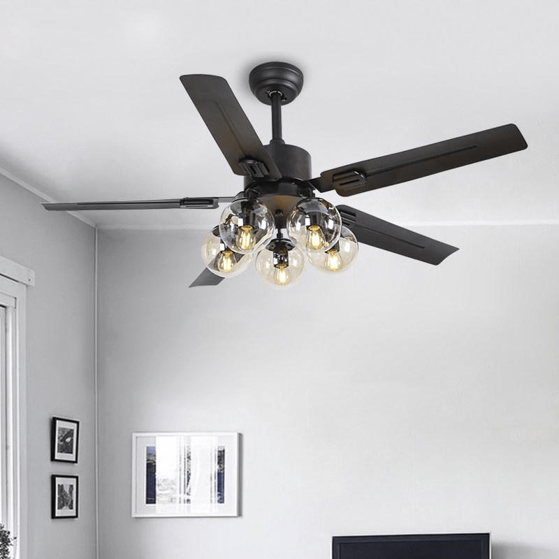 Zazoren Vintage Black Glass Ceiling Fan Light - Letslighting