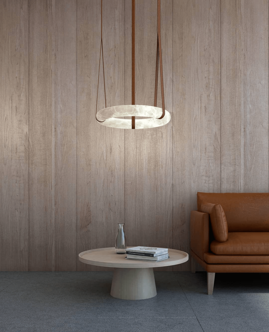 Luste Alabaster Chandeliers Ring Leather Strap Version B - Letslighting