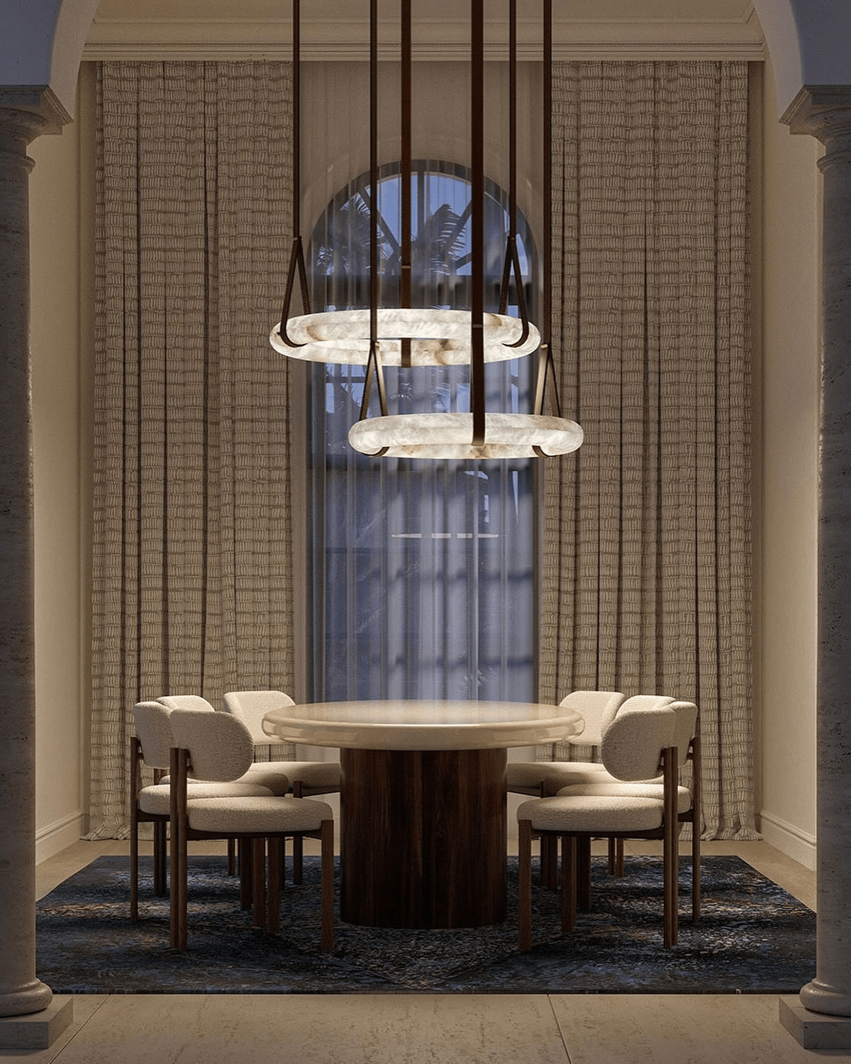 Luste Alabaster Chandeliers Ring Leather Strap Version B - Letslighting
