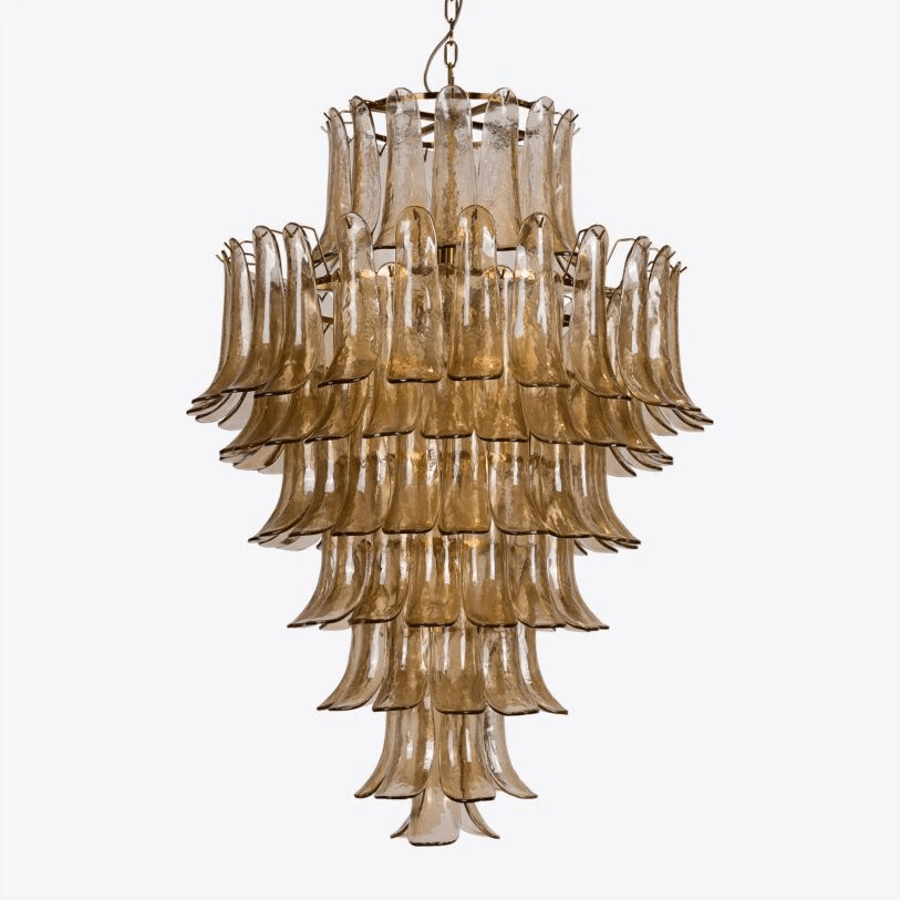 Aurora Chandelier Amber Murano Glass Petal Mid Century - Letslighting