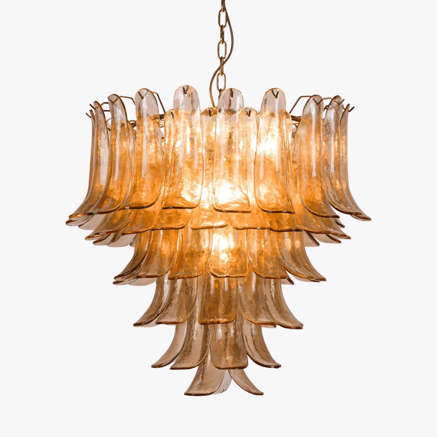 Aurora Chandelier Amber Murano Glass Petal Mid Century - Letslighting