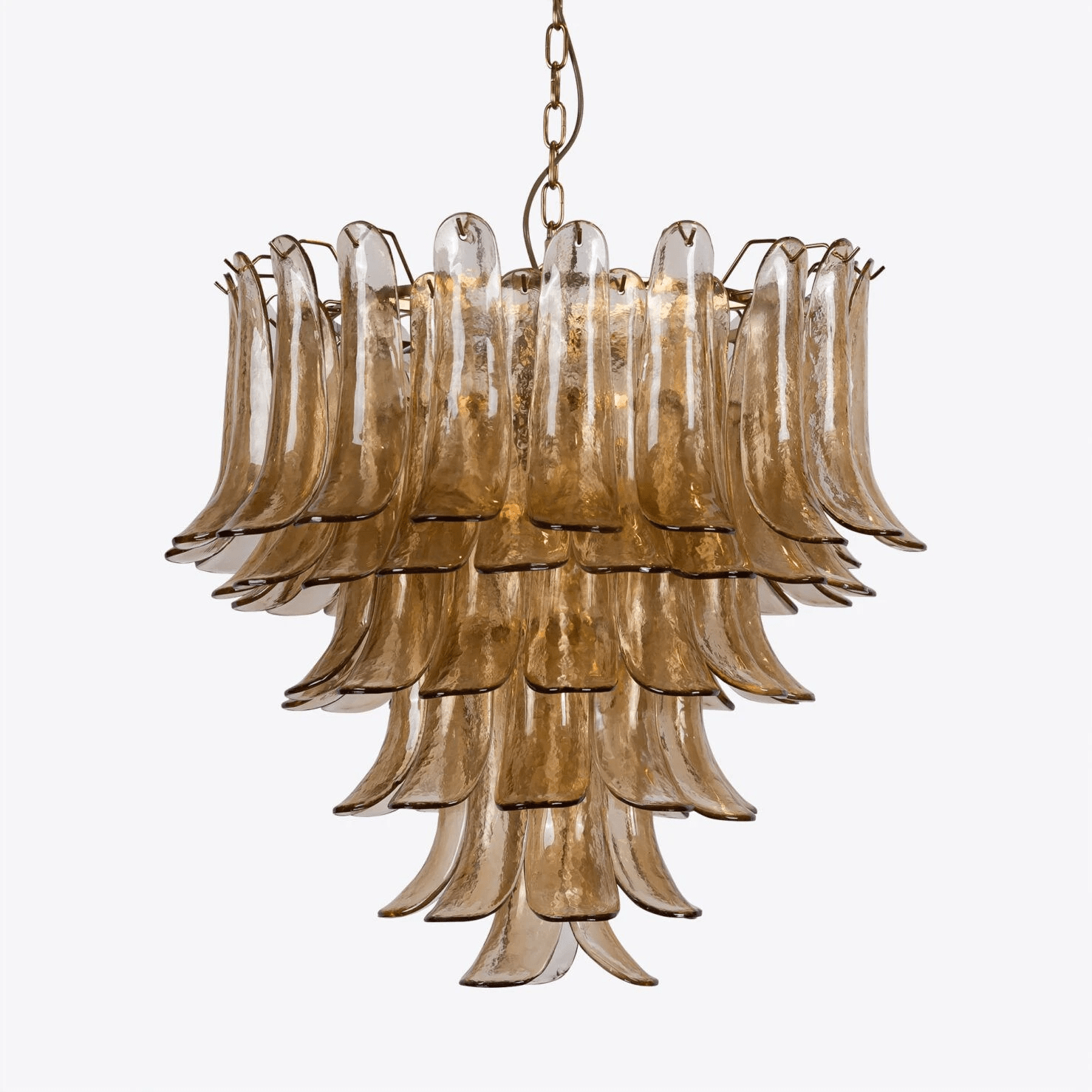 Aurora Chandelier Amber Murano Glass Petal Mid Century - Letslighting