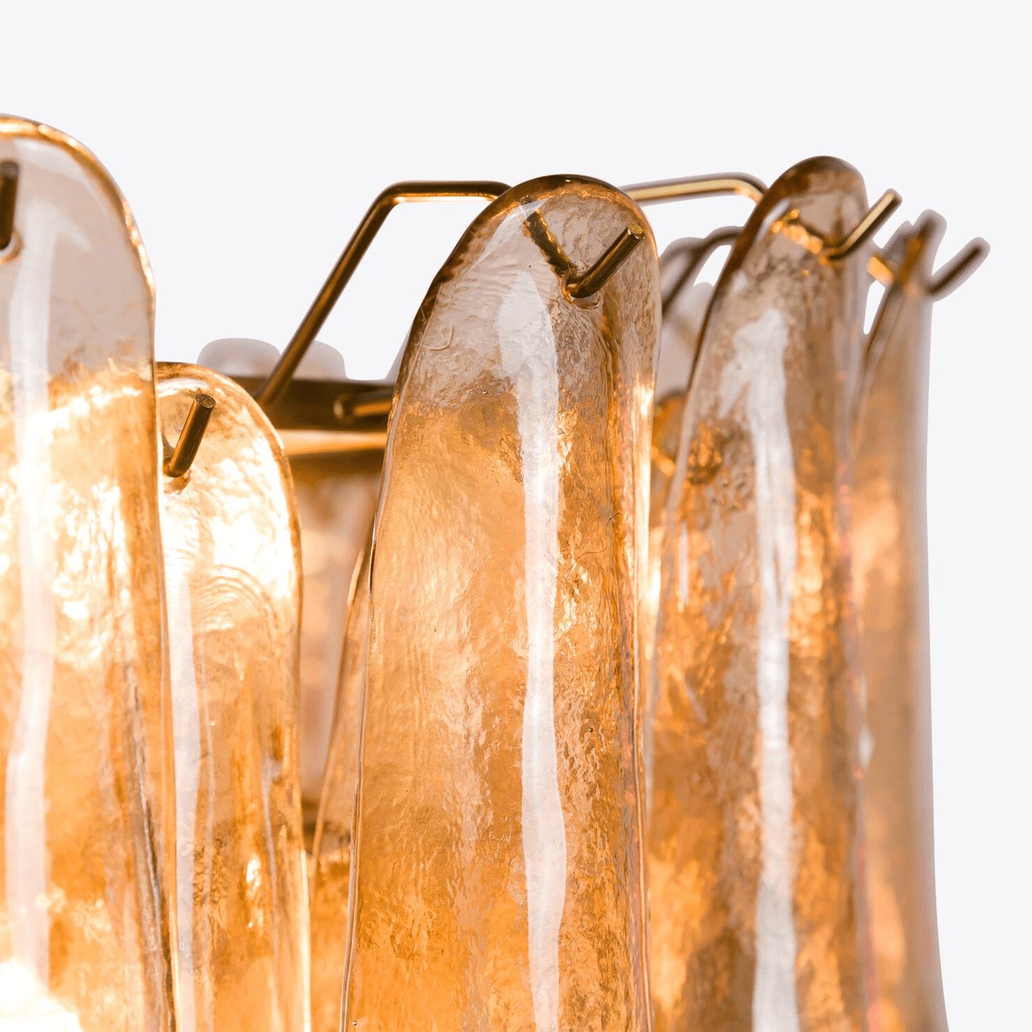 Aurora Chandelier Amber Murano Glass Petal Mid Century - Letslighting