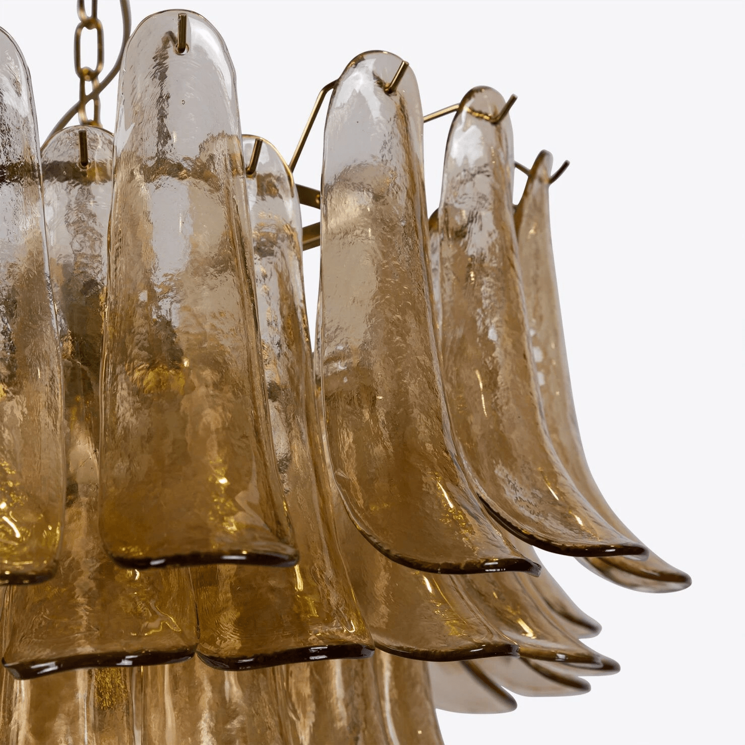 Aurora Chandelier Amber Murano Glass Petal Mid Century - Letslighting