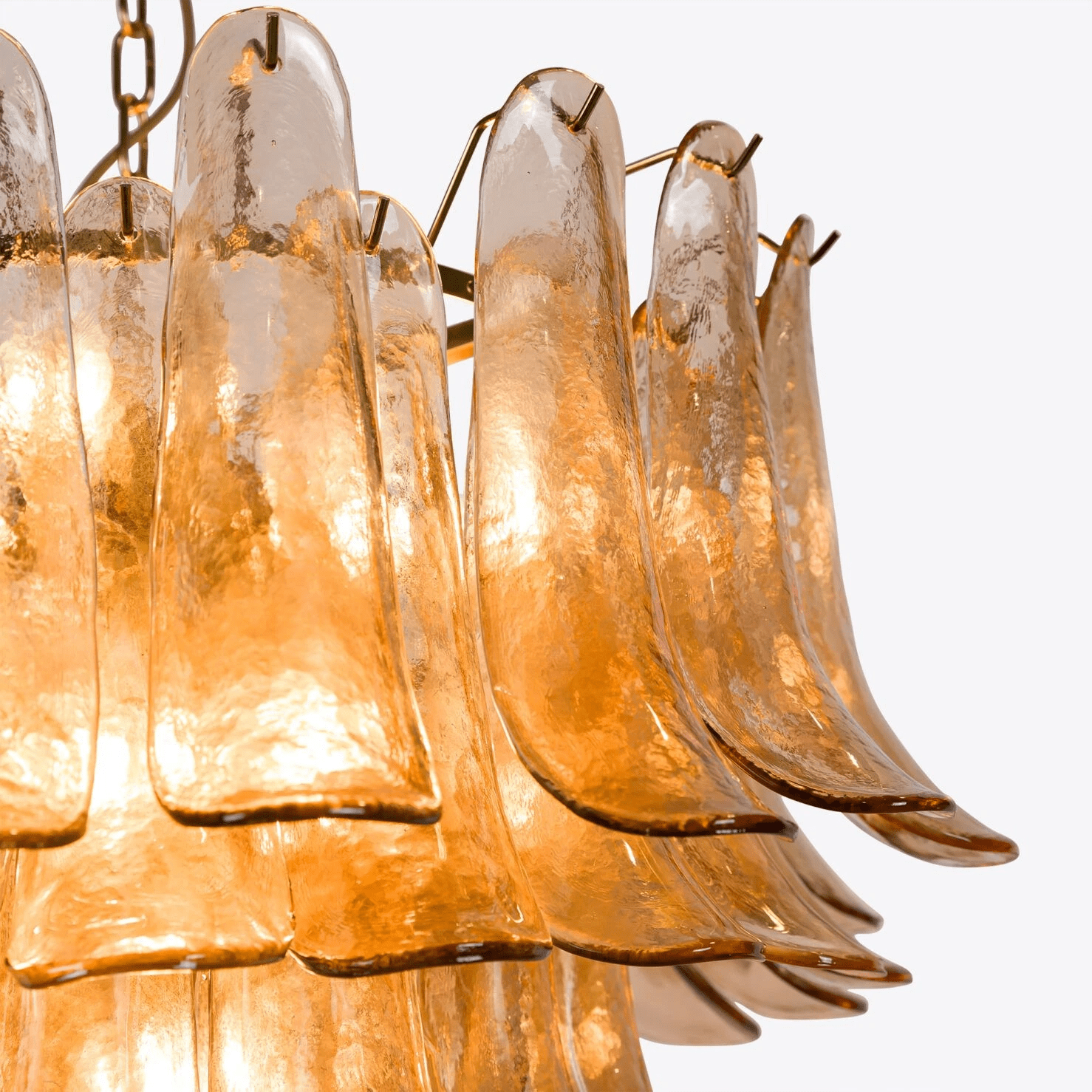 Aurora Chandelier Amber Murano Glass Petal Mid Century - Letslighting