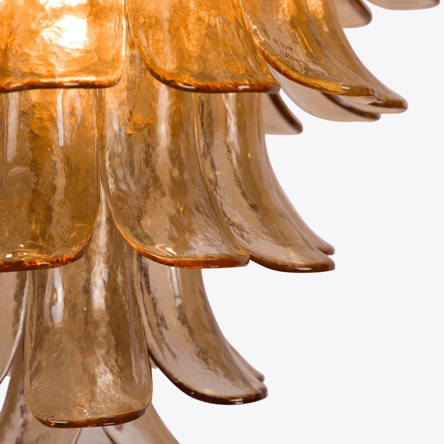 Aurora Chandelier Amber Murano Glass Petal Mid Century - Letslighting