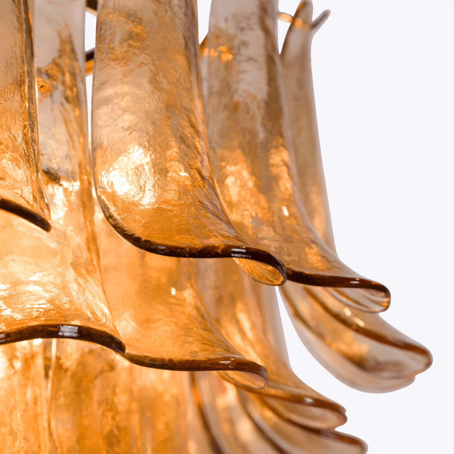 Aurora Chandelier Amber Murano Glass Petal Mid Century - Letslighting