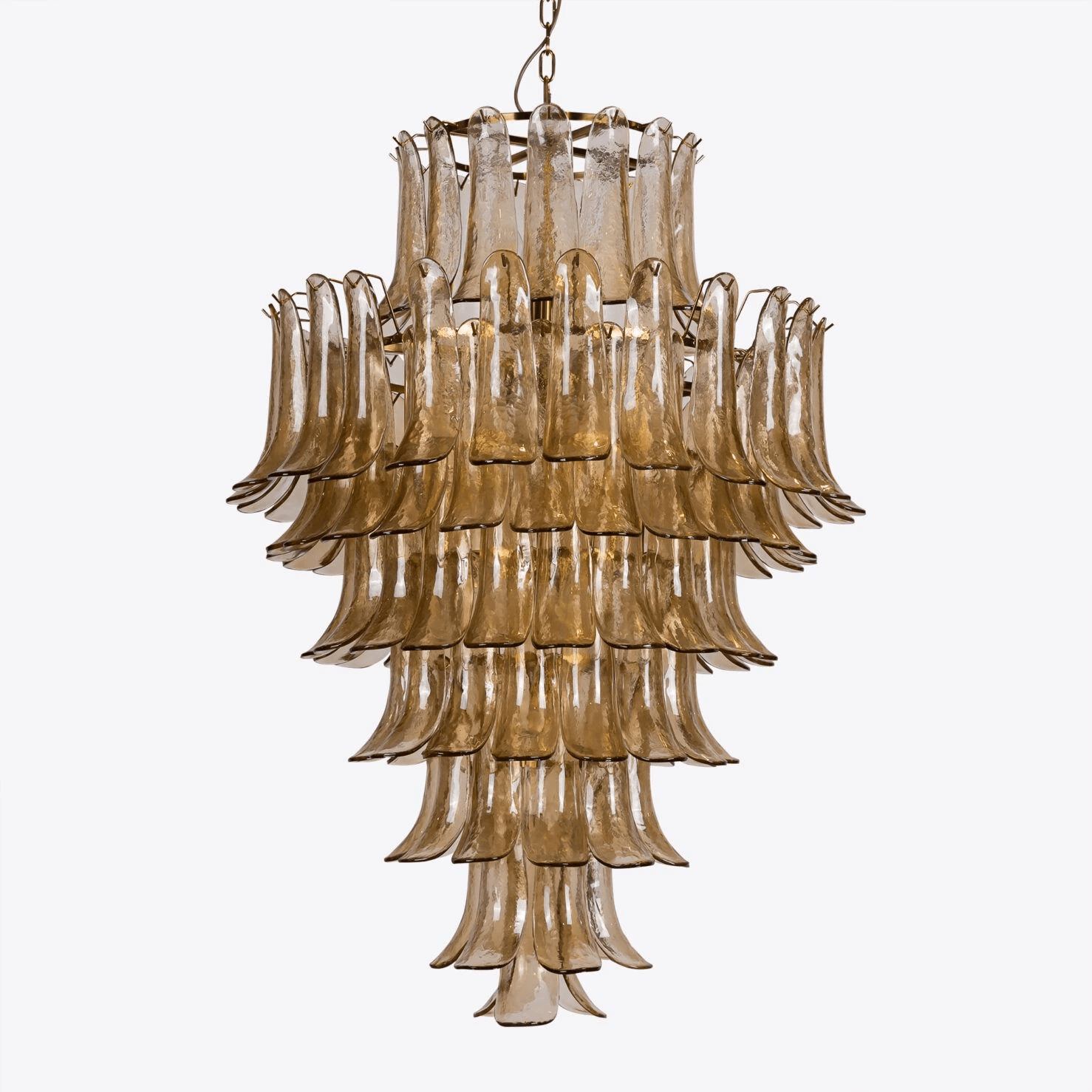 Aurora Chandelier Amber Murano Glass Petal Mid Century - Letslighting