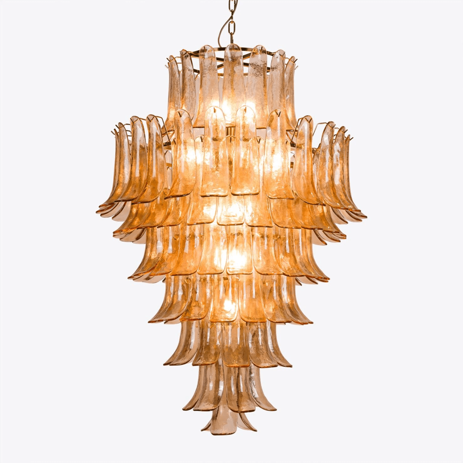 Aurora Chandelier Amber Murano Glass Petal Mid Century - Letslighting