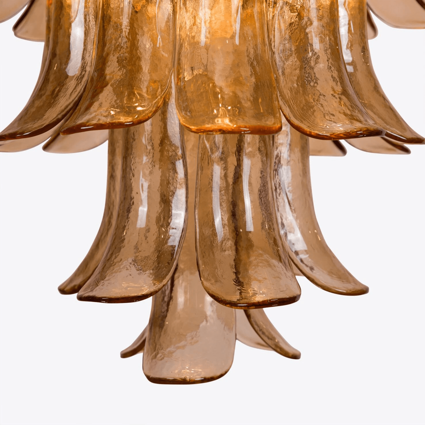 Aurora Chandelier Amber Murano Glass Petal Mid Century - Letslighting