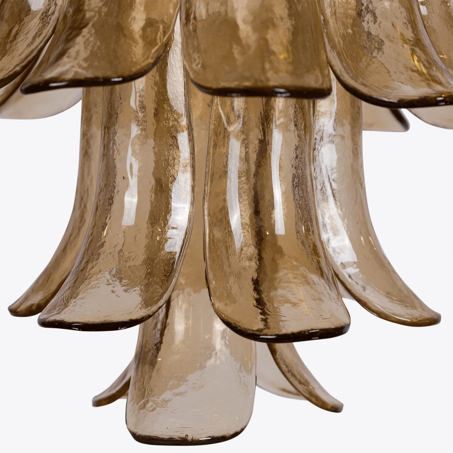 Aurora Chandelier Amber Murano Glass Petal Mid Century - Letslighting