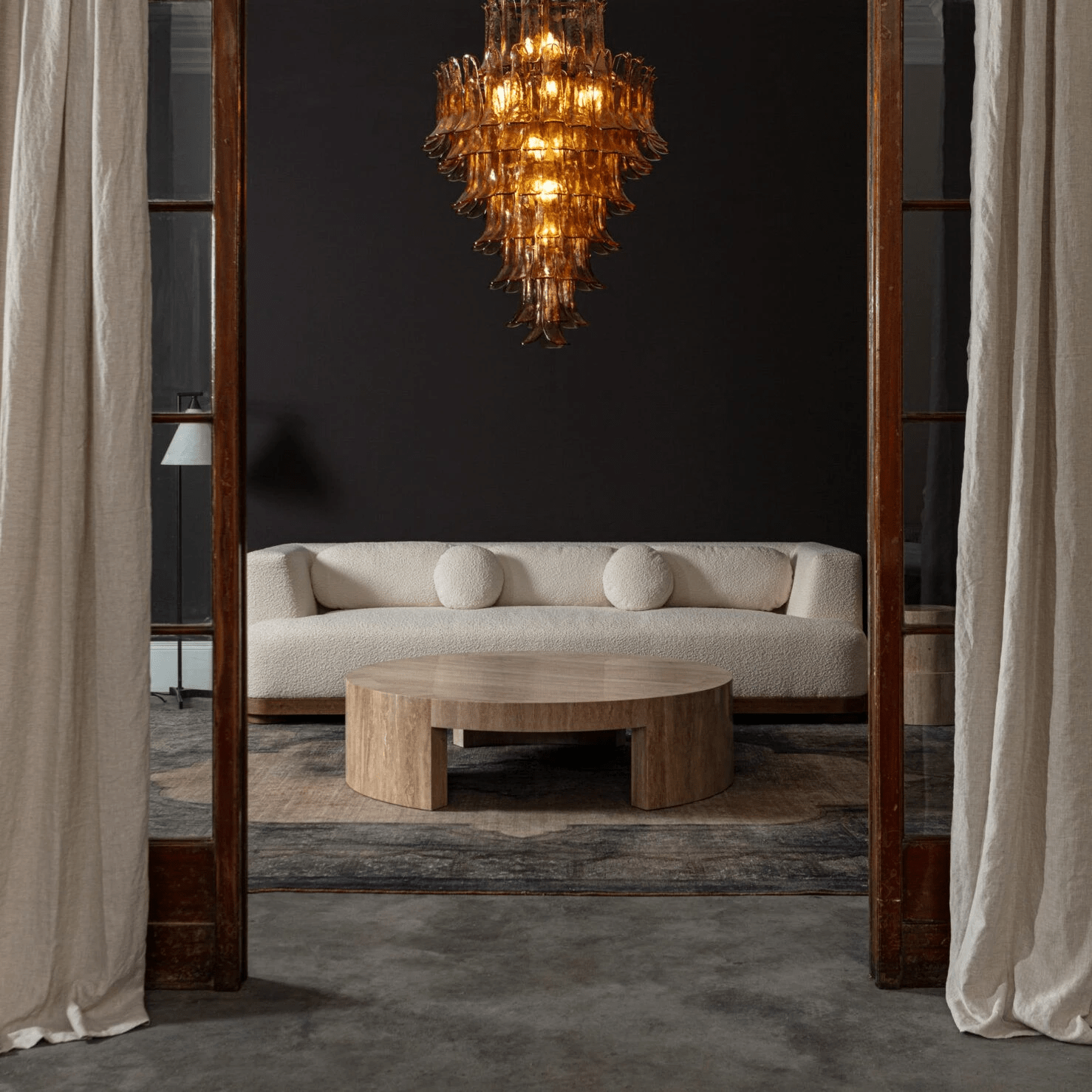 Aurora Chandelier Amber Murano Glass Petal Mid Century - Letslighting