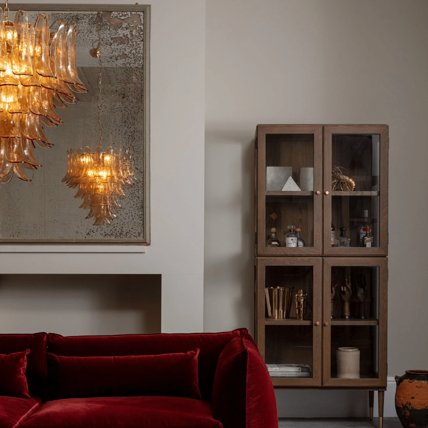 Aurora Chandelier Amber Murano Glass Petal Mid Century - Letslighting