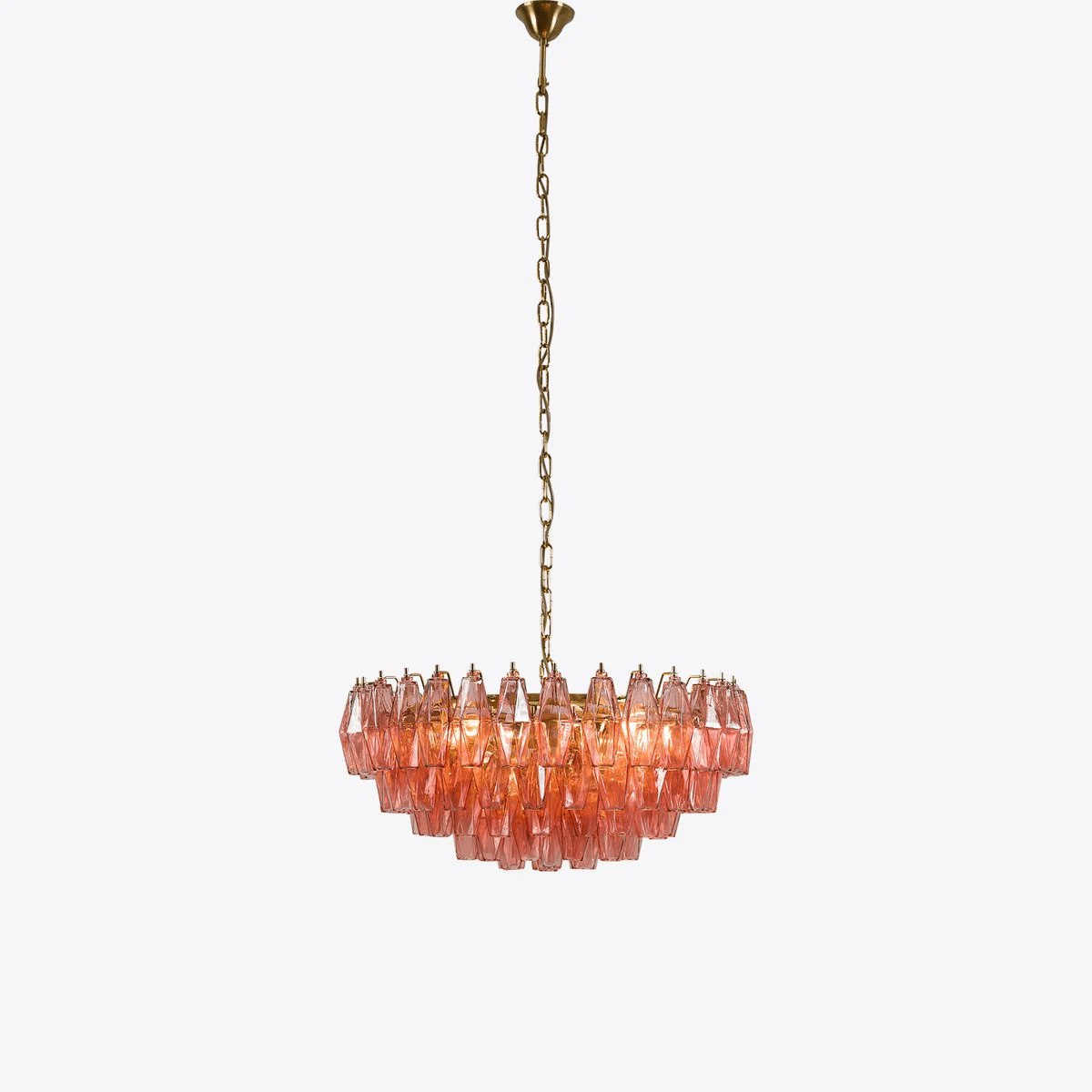 Aurora Chandelier Pink Polygon Glass Tiered Modern Artistic - Letslighting