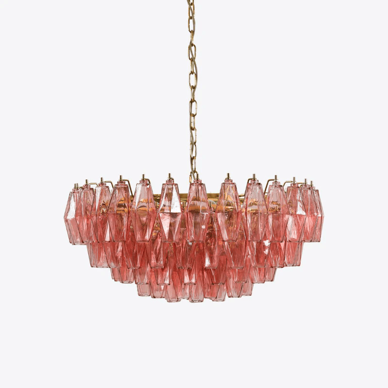 Aurora Chandelier Pink Polygon Glass Tiered Modern Artistic - Letslighting