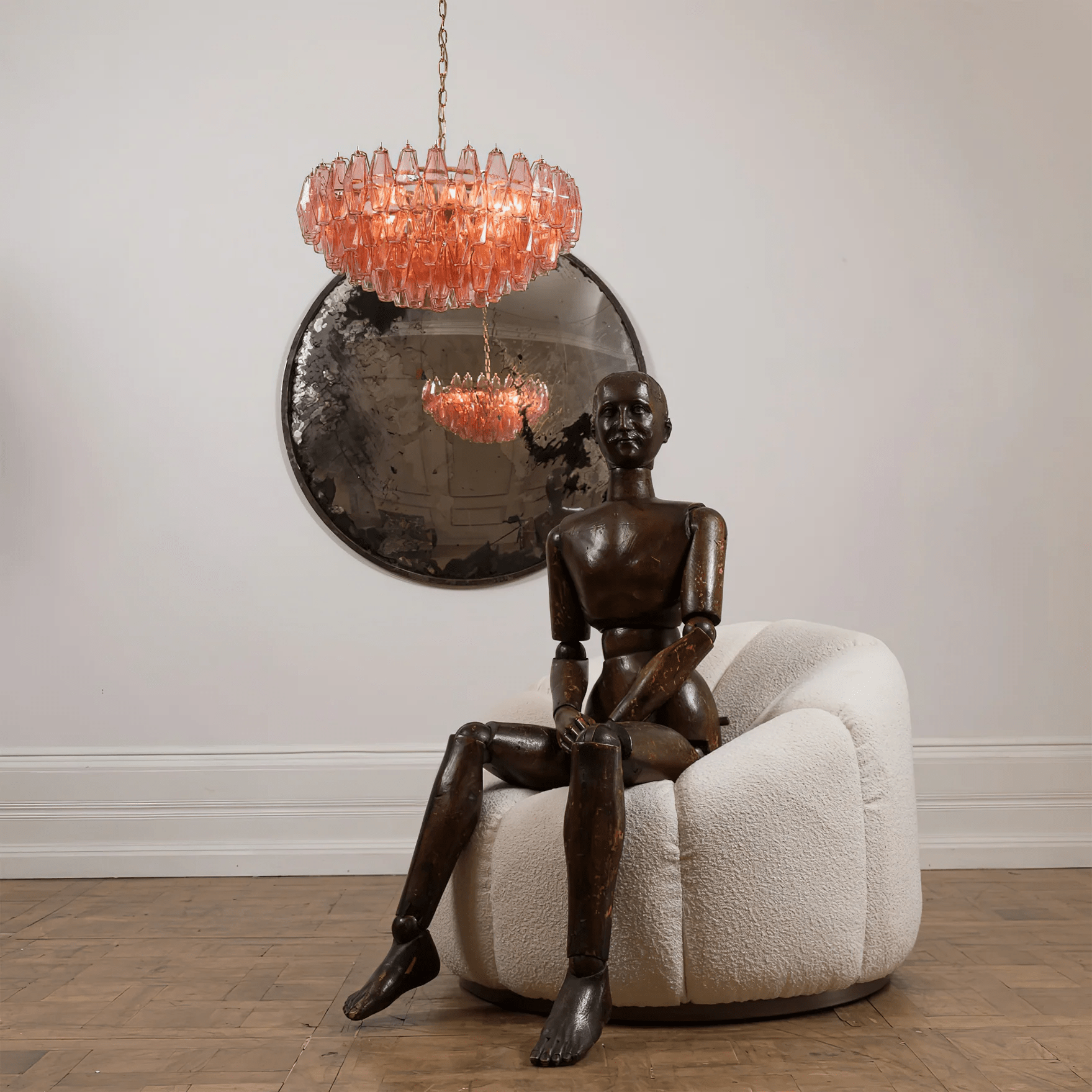 Aurora Chandelier Pink Polygon Glass Tiered Modern Artistic - Letslighting