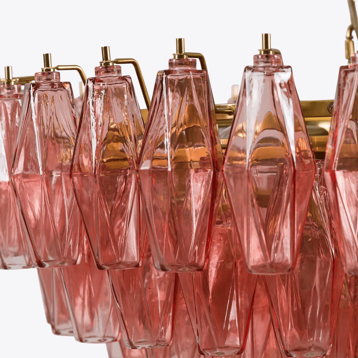 Aurora Chandelier Pink Polygon Glass Tiered Modern Artistic - Letslighting