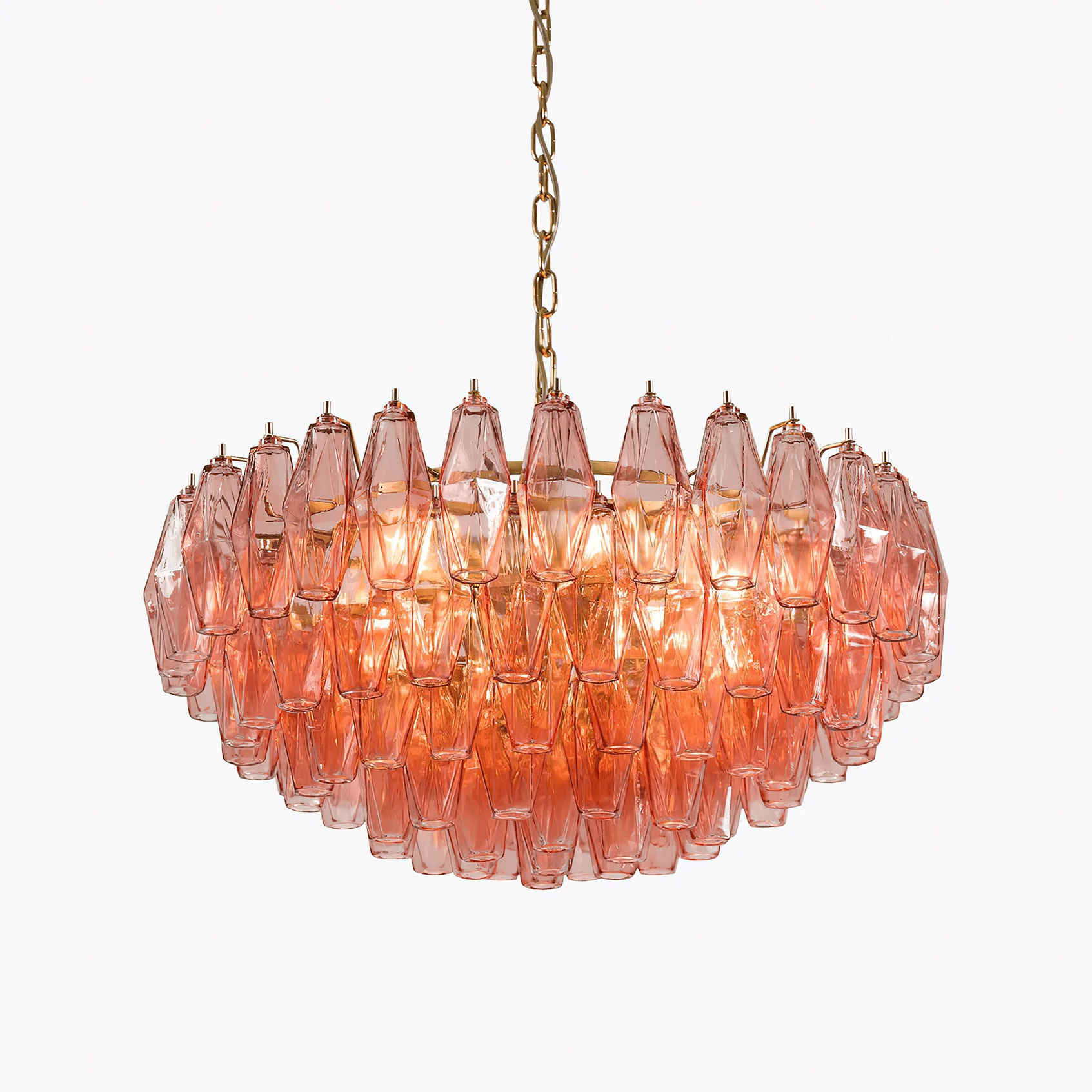 Aurora Chandelier Pink Polygon Glass Tiered Modern Artistic - Letslighting
