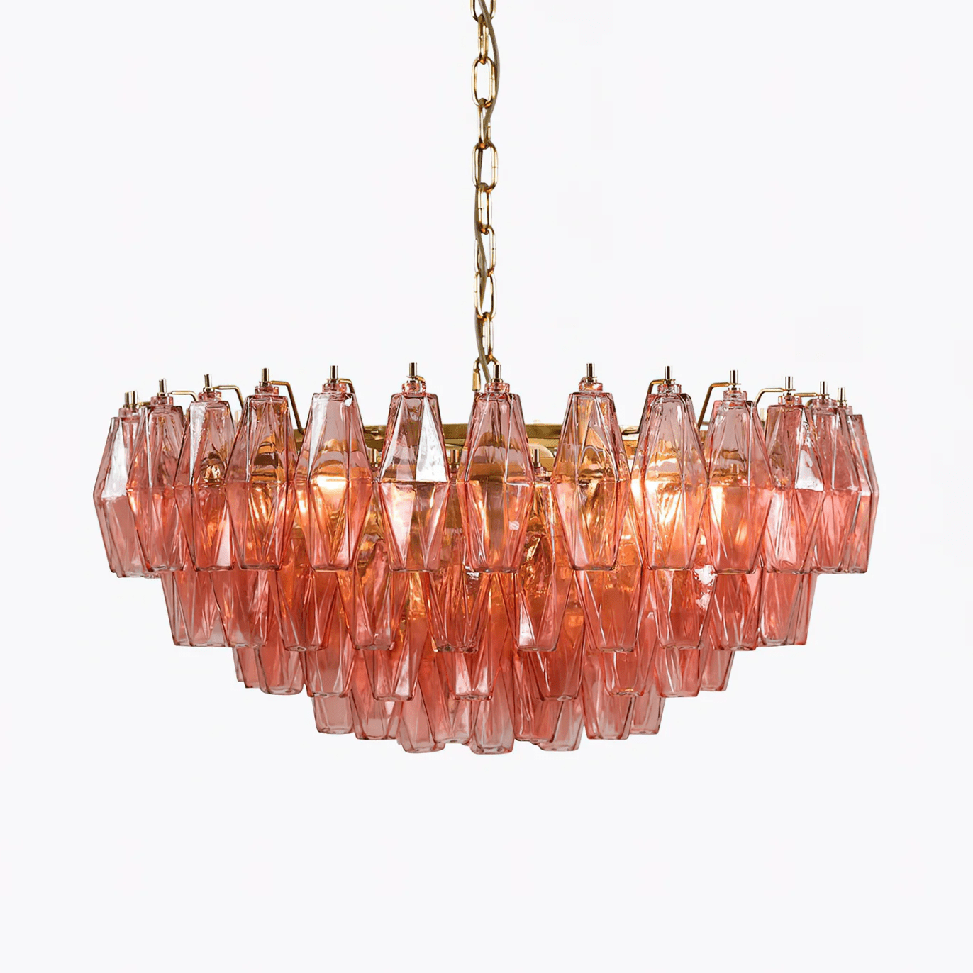 Aurora Chandelier Pink Polygon Glass Tiered Modern Artistic - Letslighting