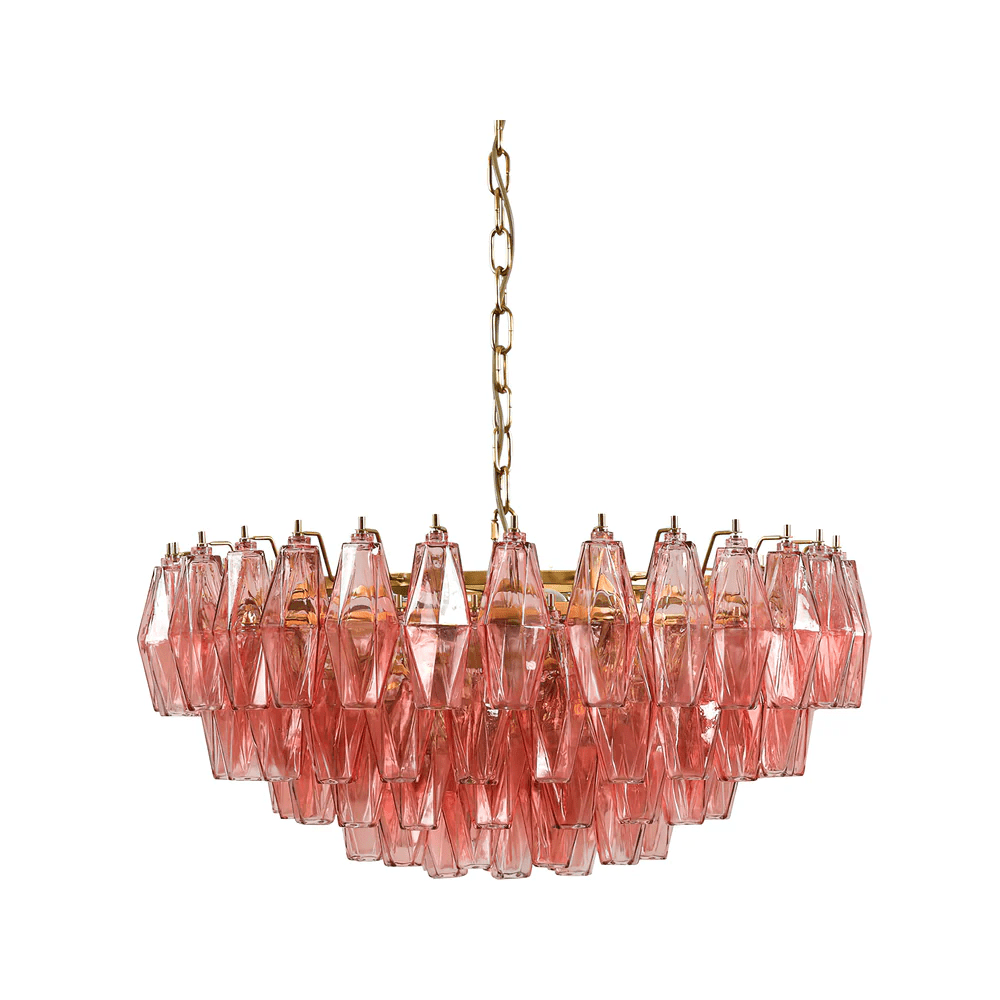 Aurora Chandelier Pink Polygon Glass Tiered Modern Artistic - Letslighting