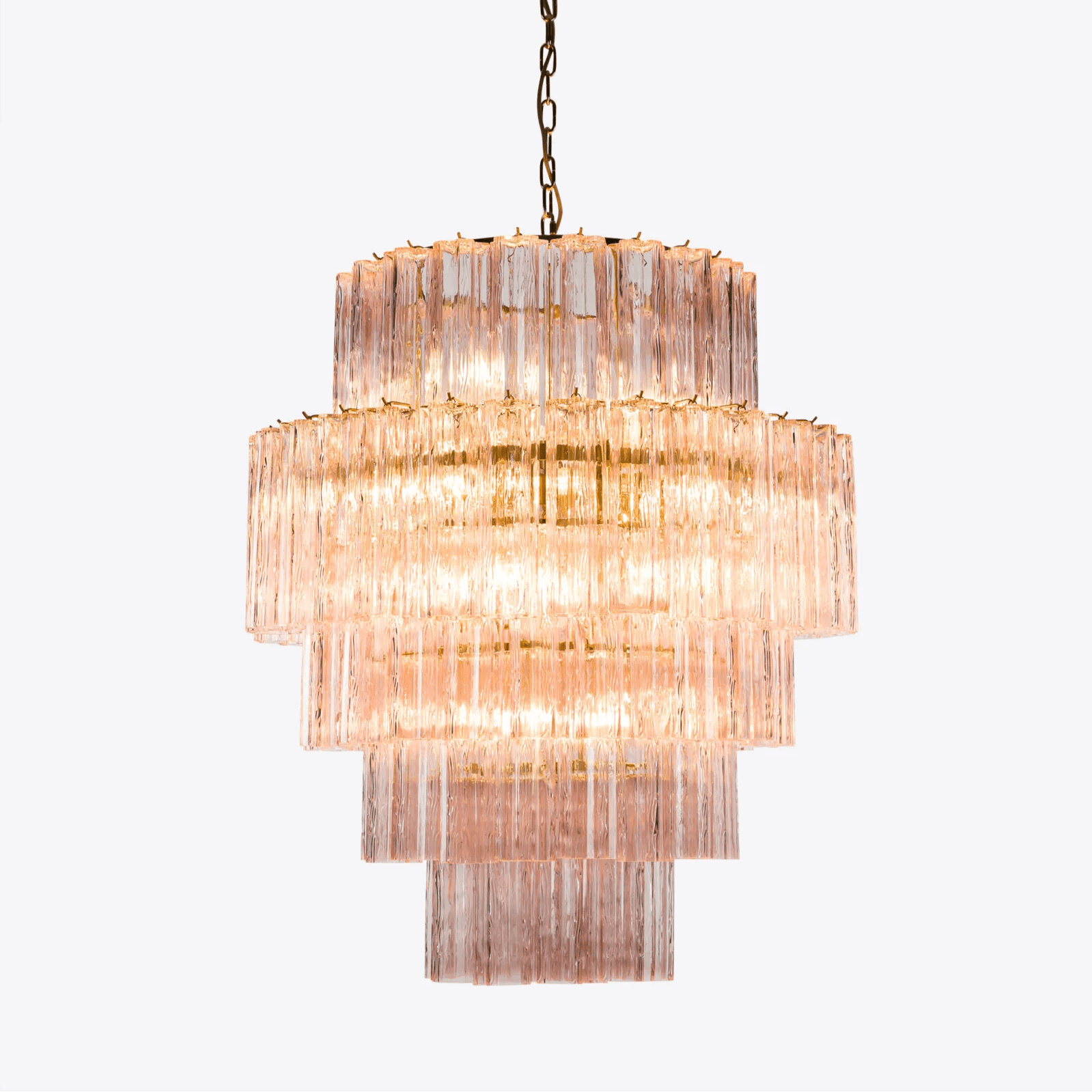 Aurora Chandelier Pink Prism Glass Layered Elegant - Letslighting