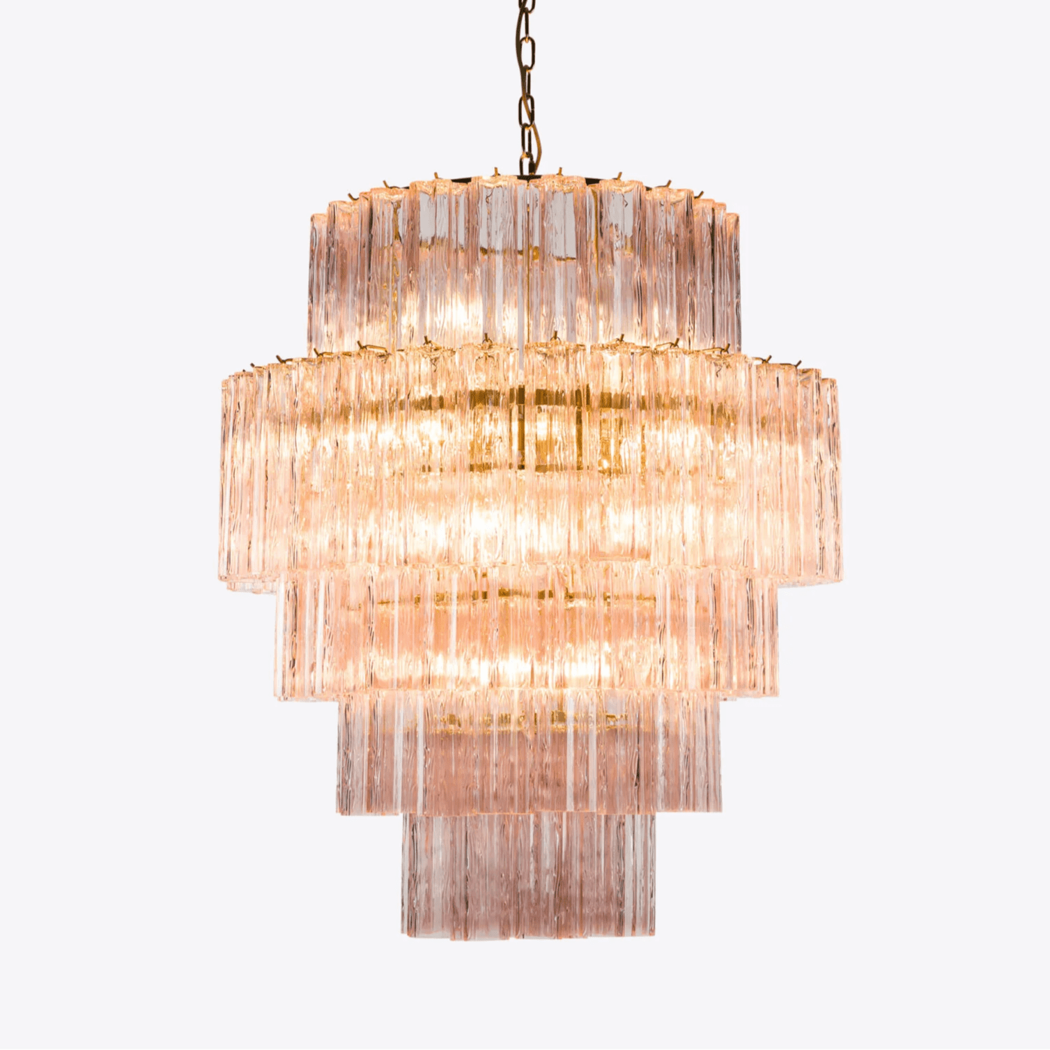 Aurora Chandelier Pink Prism Glass Layered Elegant - Letslighting