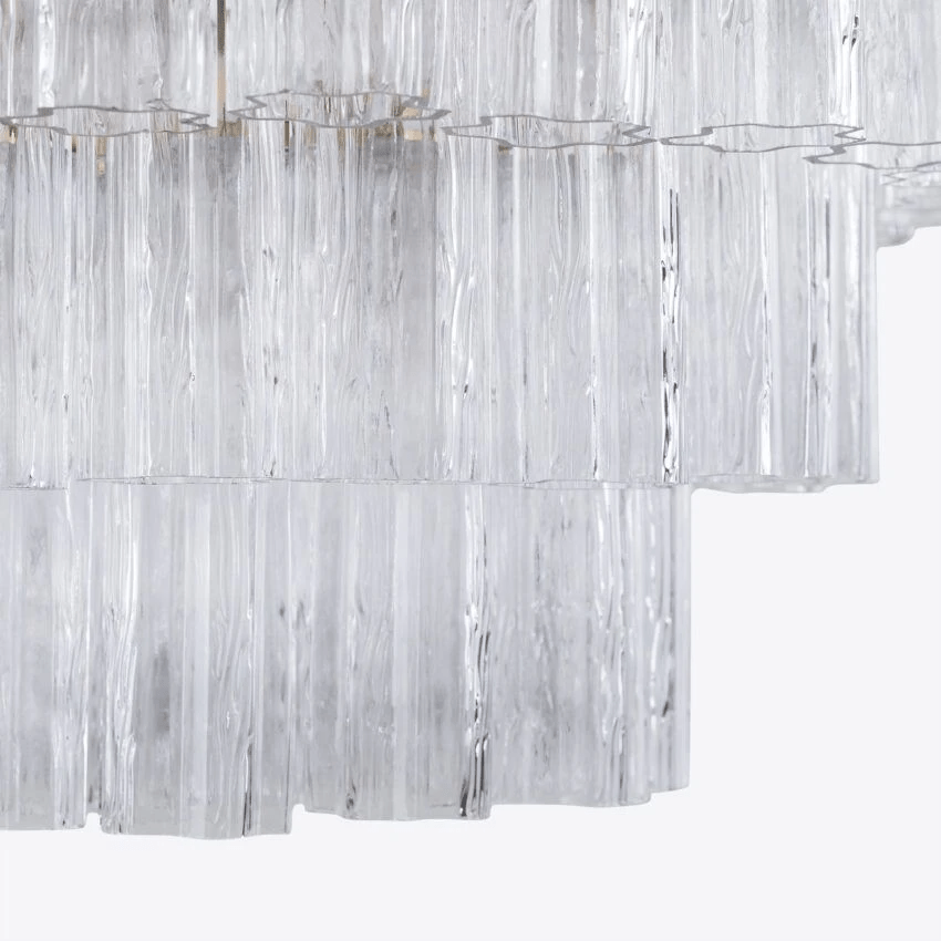 Aurora Chandelier Five Tier Fluted Glass Tube Mid Century - Letslighting