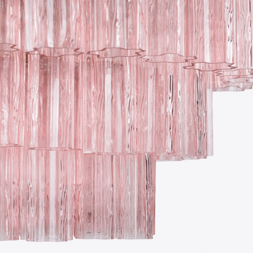 Aurora Chandelier Five Tier Fluted Glass Tube Mid Century - Letslighting