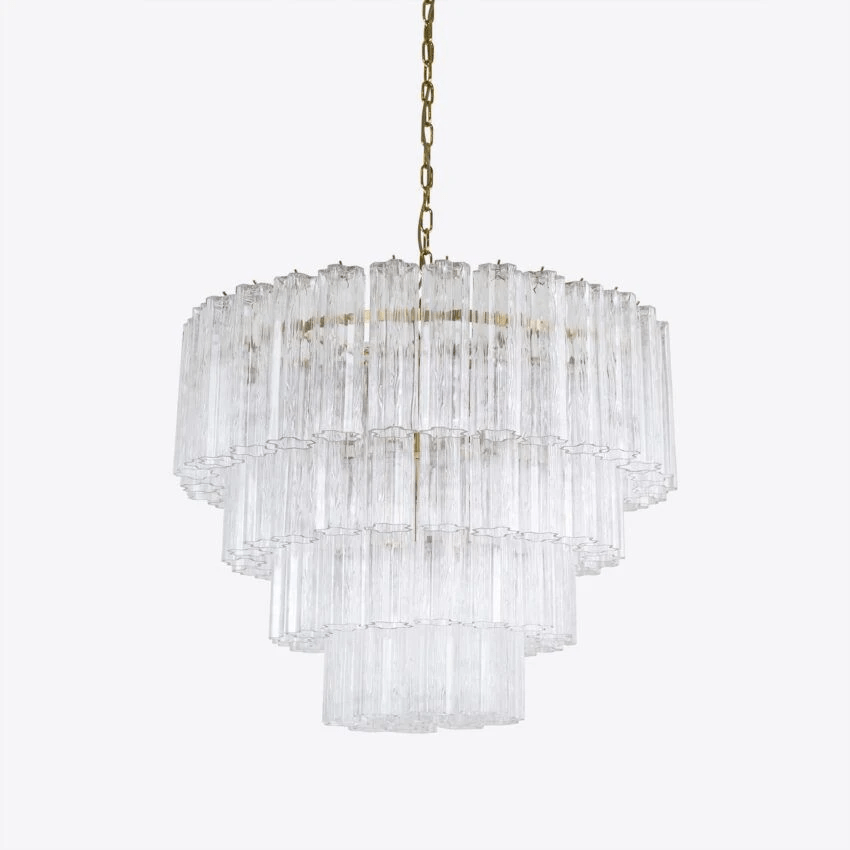 Aurora Chandelier Four Tier Fluted Glass - Letslighting