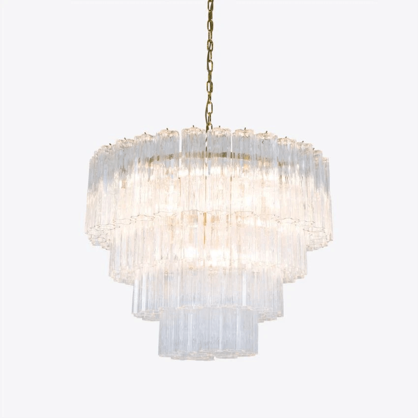 Aurora Chandelier Four Tier Fluted Glass - Letslighting