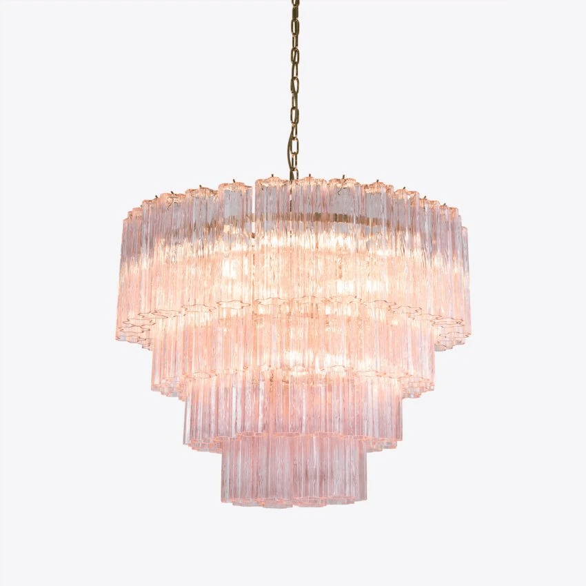 Aurora Chandelier Four Tier Fluted Glass - Letslighting