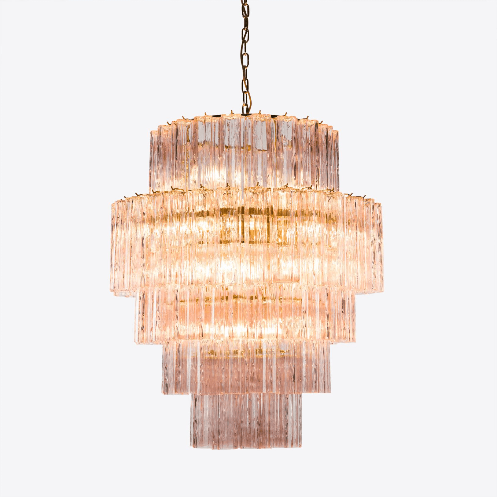 Aurora Chandelier Pink Prism Glass Layered Elegant - Letslighting