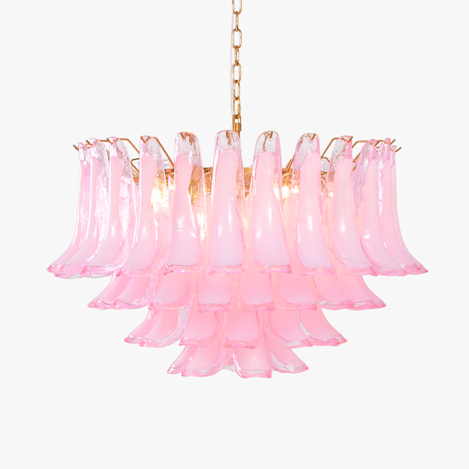 Aurora Chandelier Pink Glass Leaf Layered Floral Glamour - Letslighting