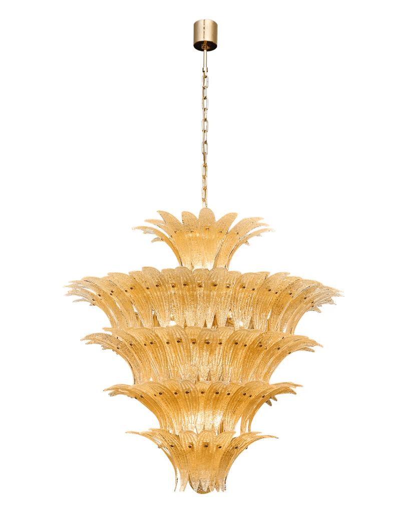 Aurora Chandelier Murano Glass Palmette Leaf Tiered - Letslighting